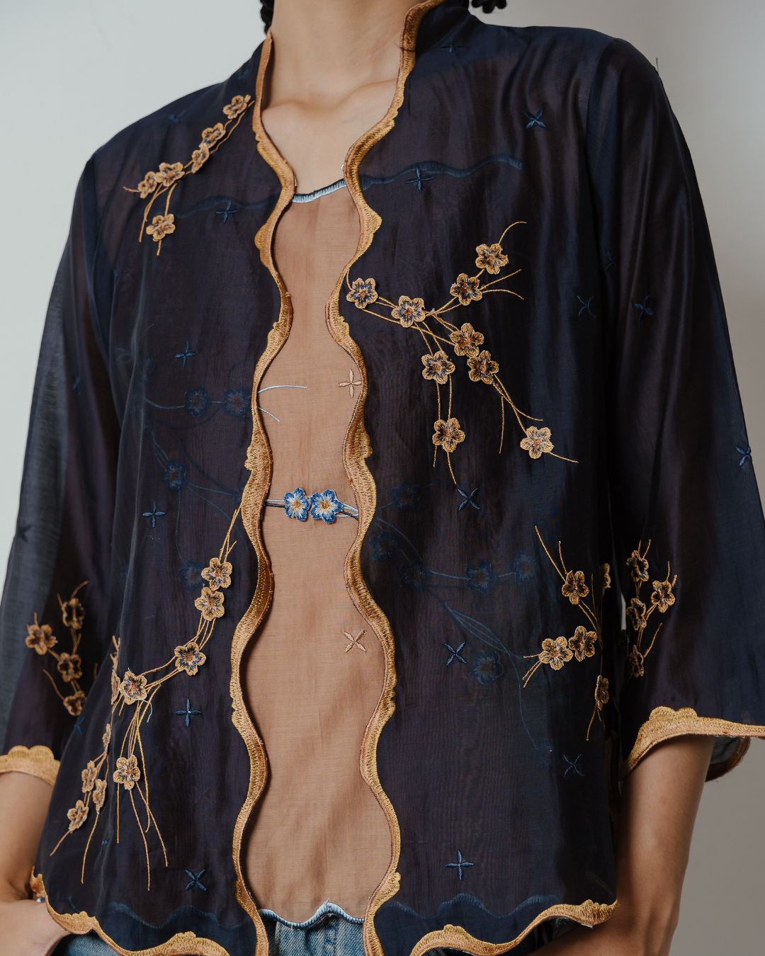 BOOLAO Kebaya Sakura 3D Embroidery - Dark Blue