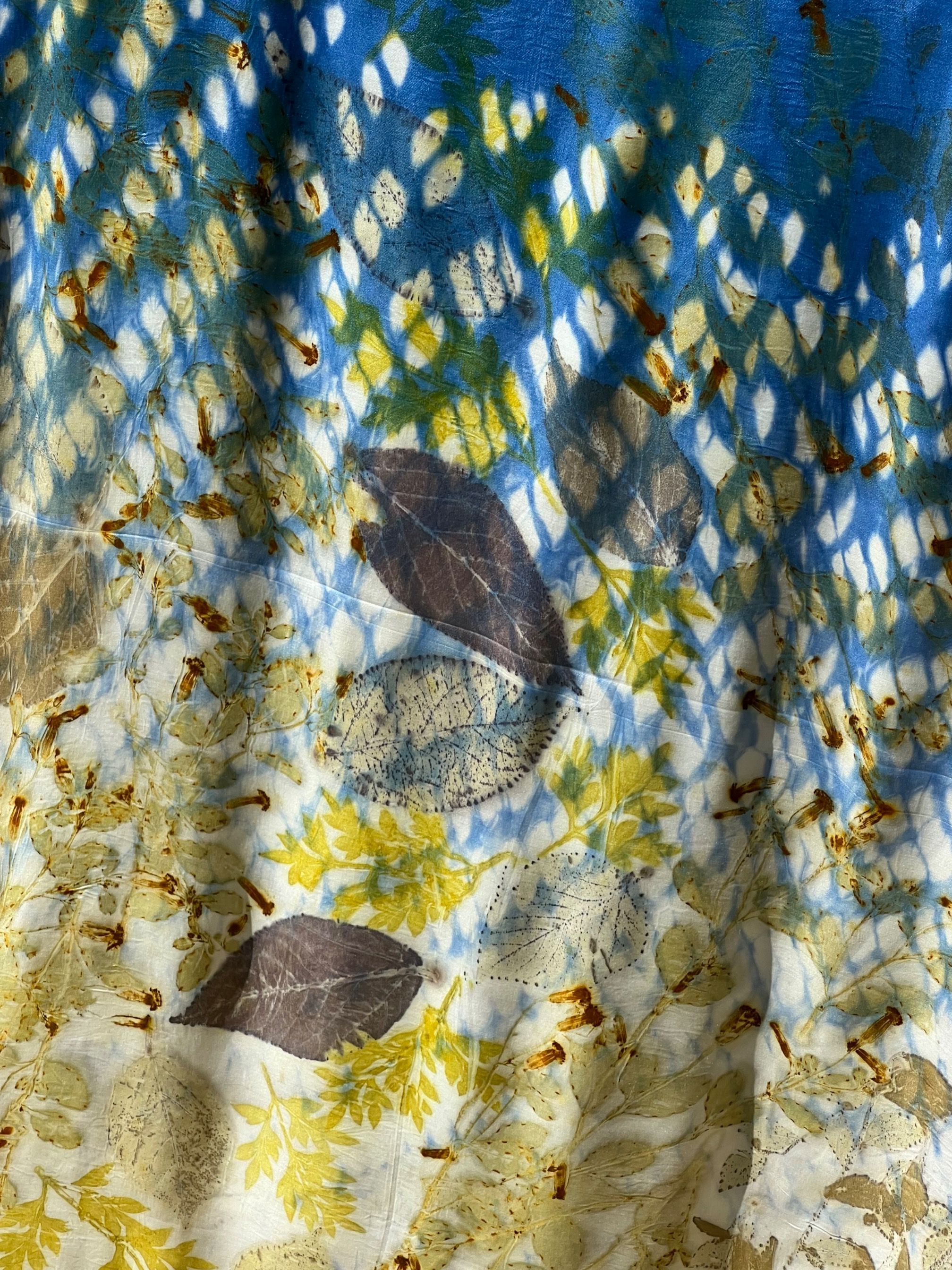BOOLAO Textiles - Arashi Sky Blue Botanical Shibori on Ecoprint