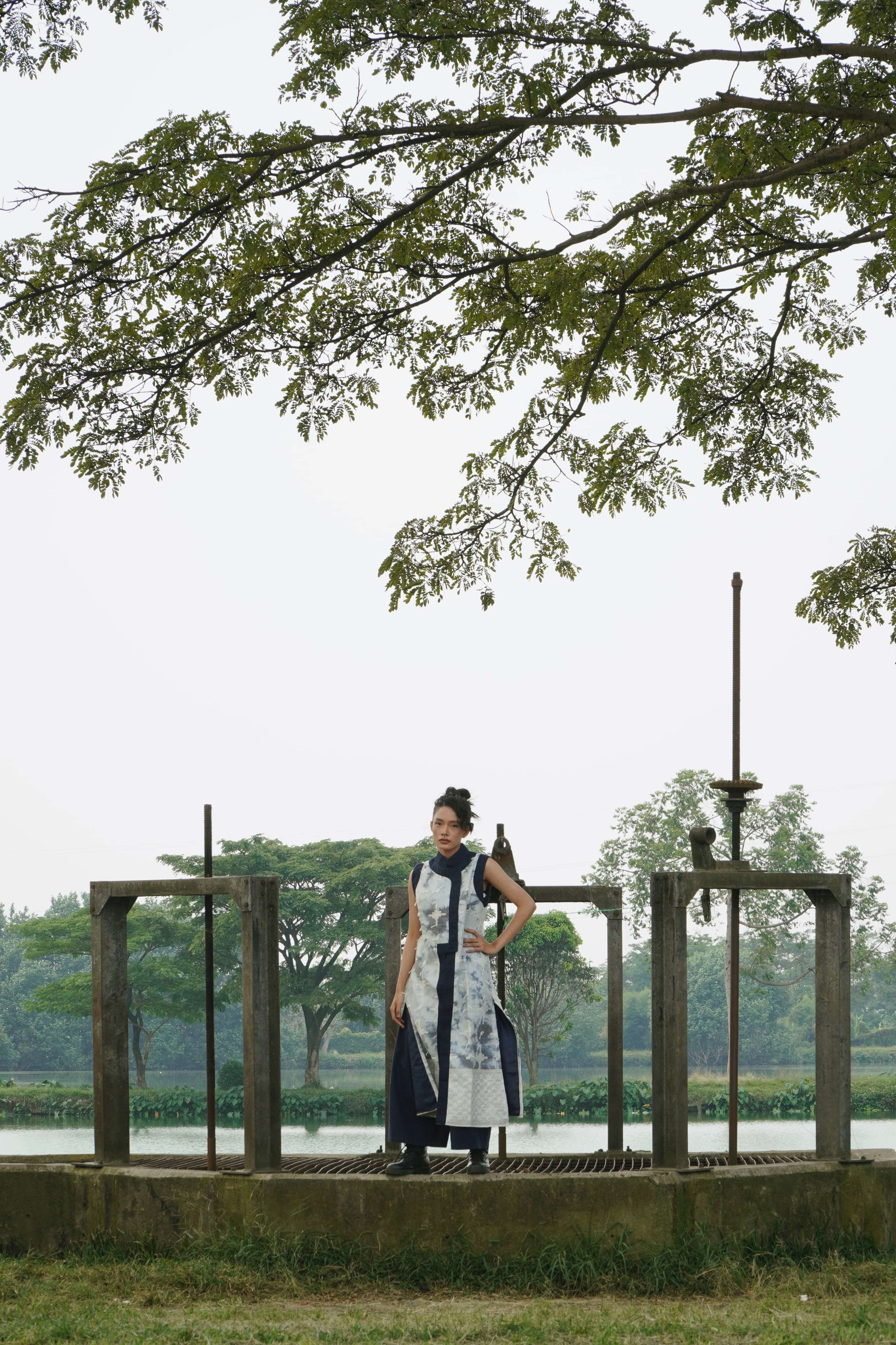 BOOLAO Overlap Cheongsam Outer Organdi - Shibori