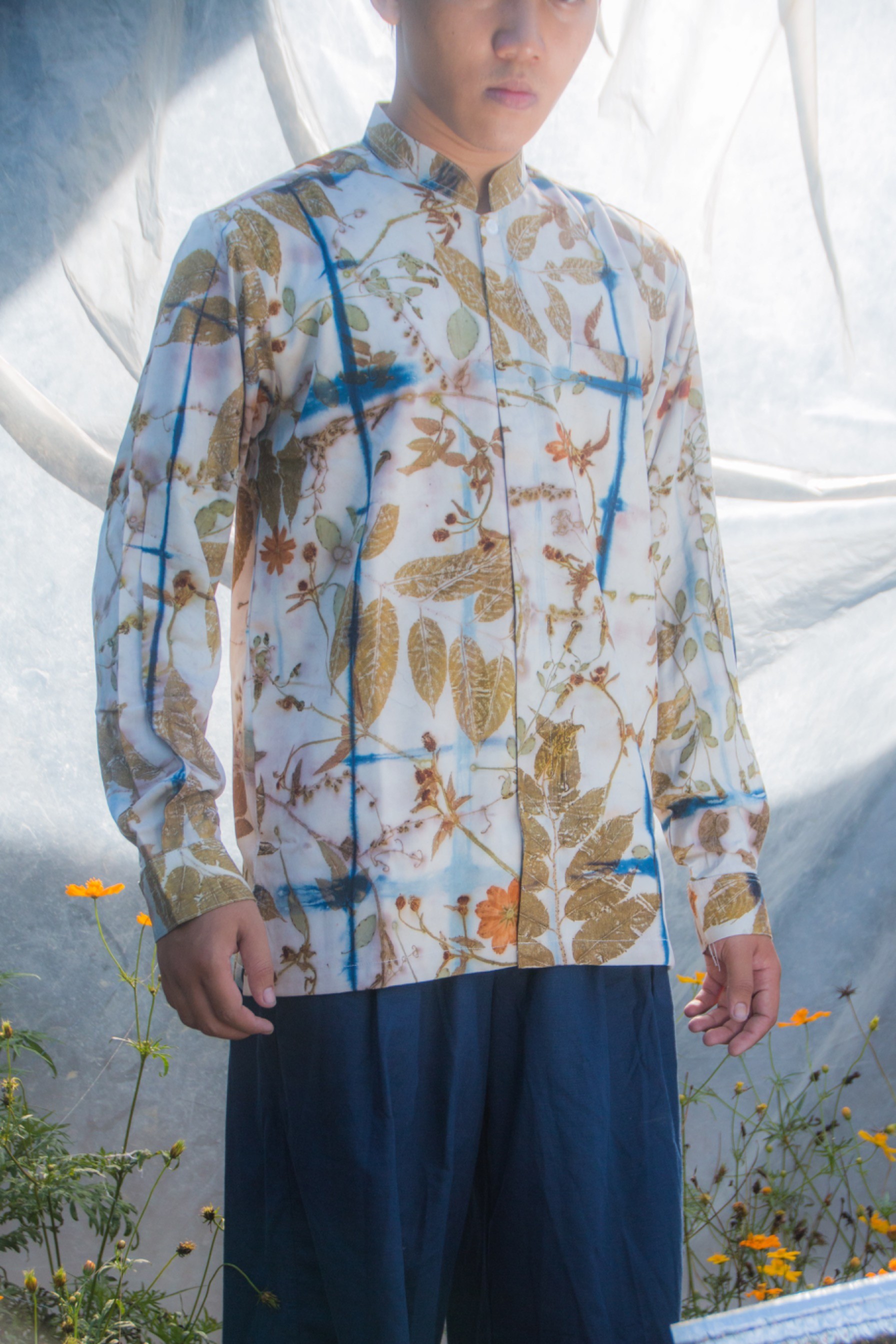 BOOLAO Kemeja Spring Shibori on Botanical Ecoprint