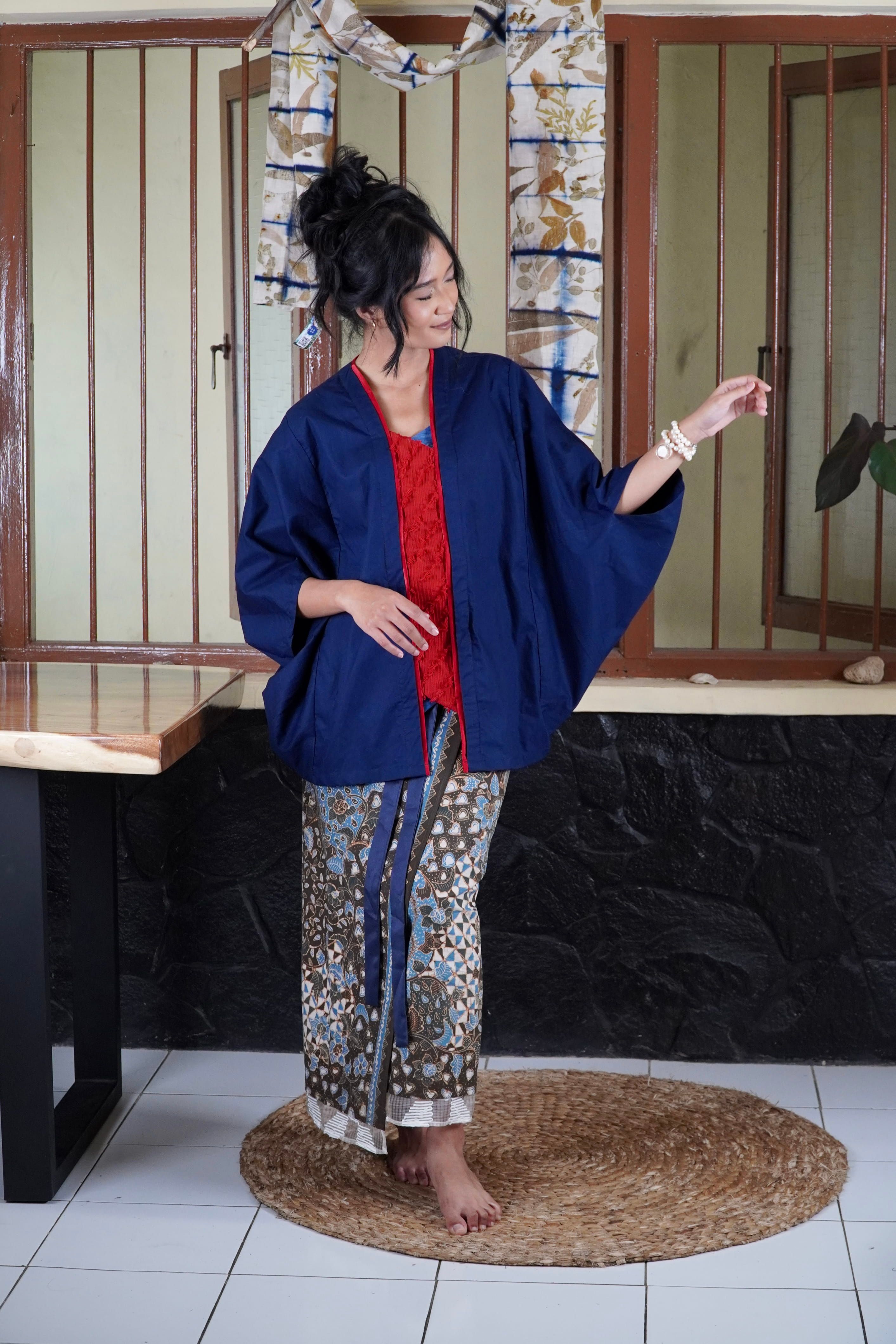 BOOLAO Kebaya Outer Kemben Detachable (Kebaya Cardigan) - Navy