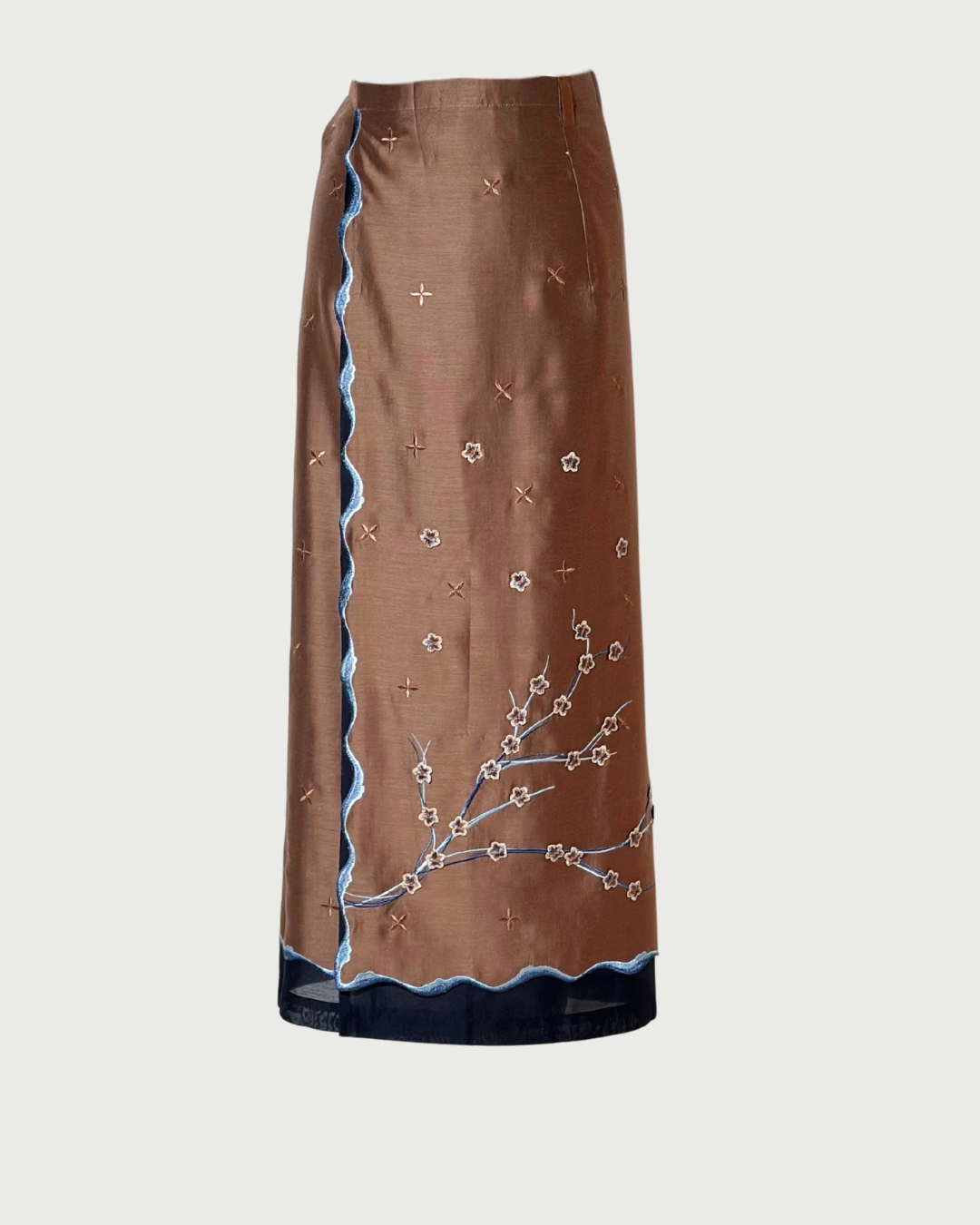 BOOLAO Sakura Saroong Wrap Skirt - Brown