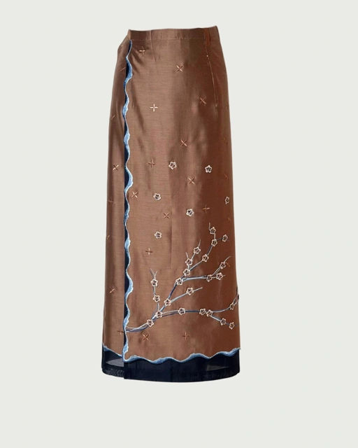 BOOLAO Sakura Saroong Wrap Skirt - Brown