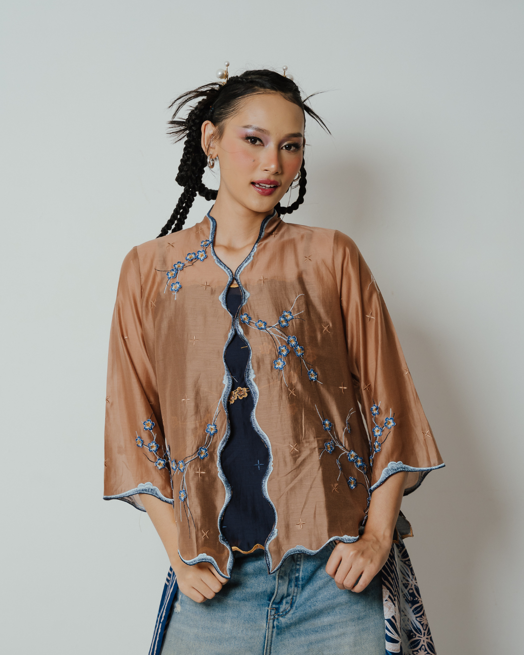 BOOLAO Kebaya Sakura 3D Embroidery - Brown