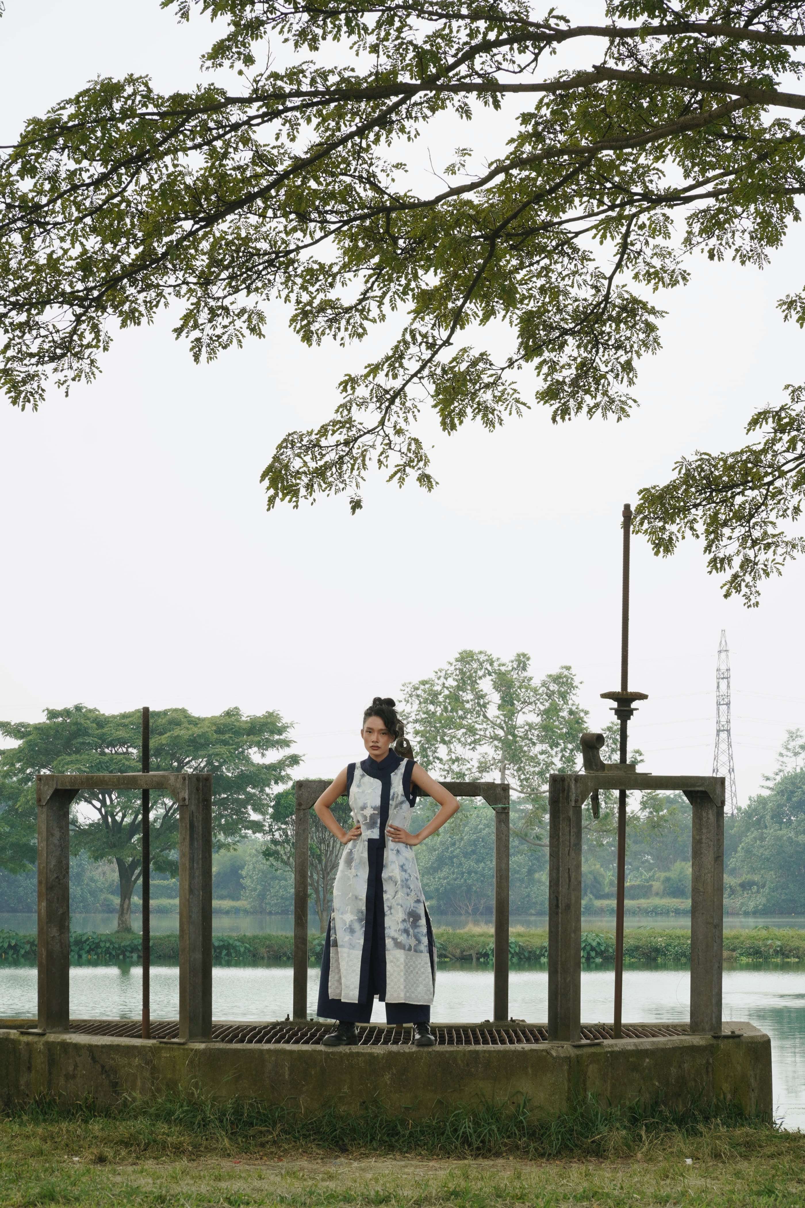 BOOLAO Overlap Cheongsam Outer Organdi - Shibori