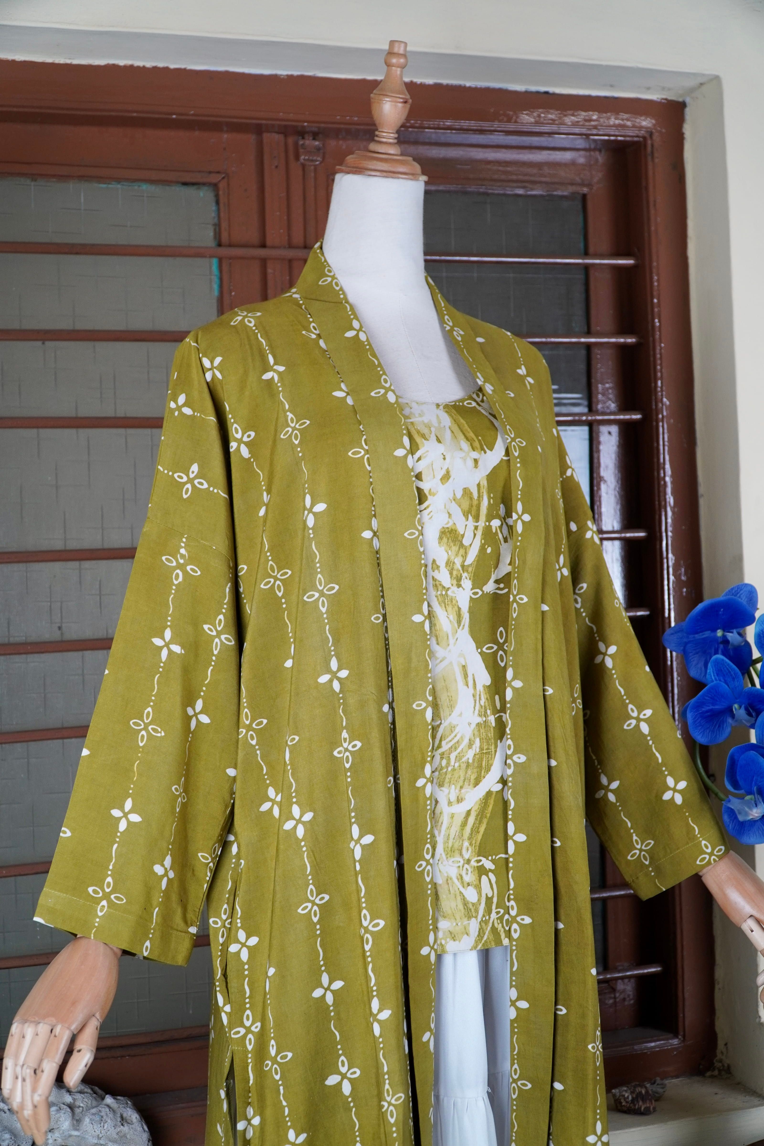 BOOLAO Kumeli Outer Kebaya Detachable Olive (Kebaya Bongkar Pasang Batik Kawung) Hijau Olive