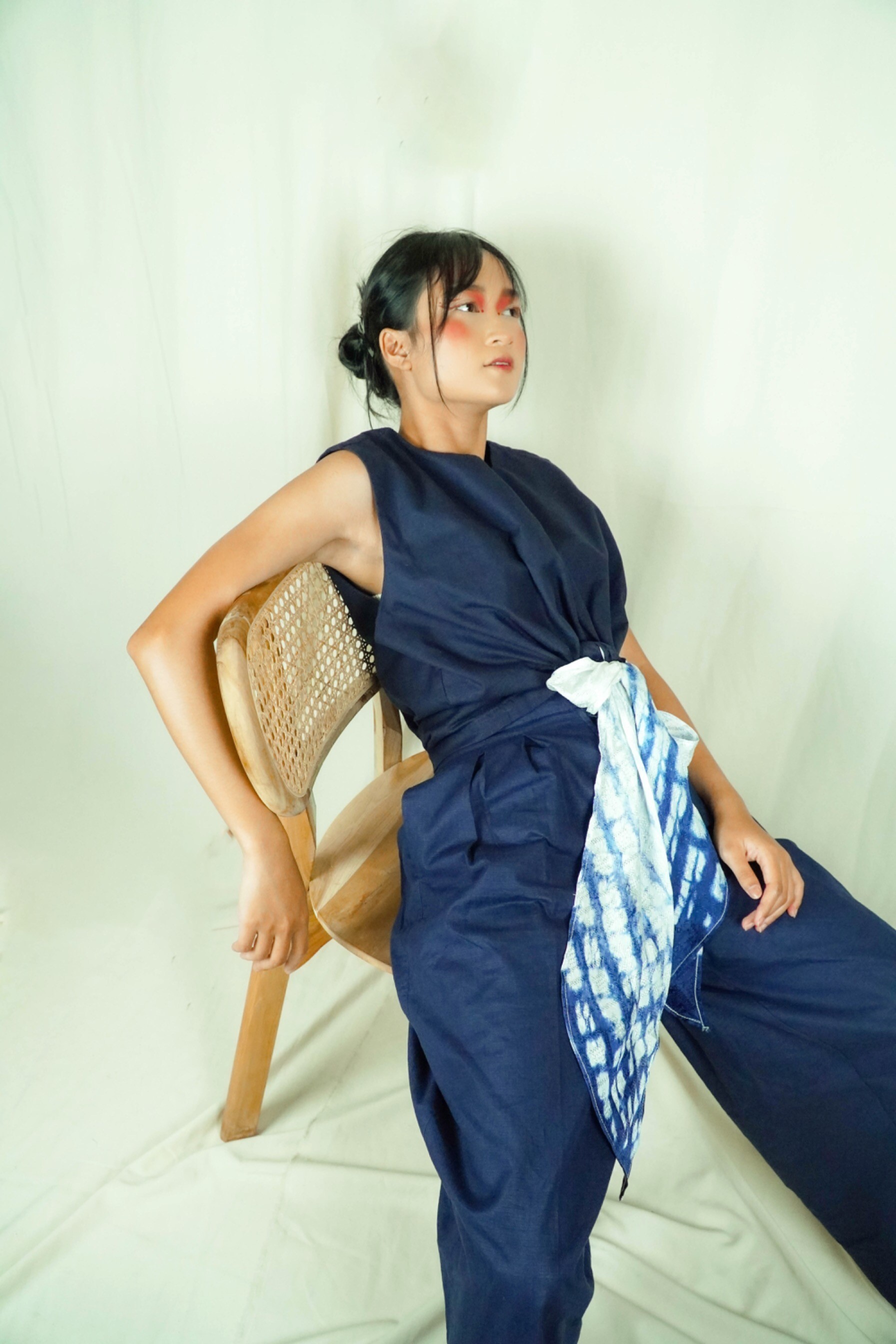 BOOLAO Wrap Top Tied Shibori