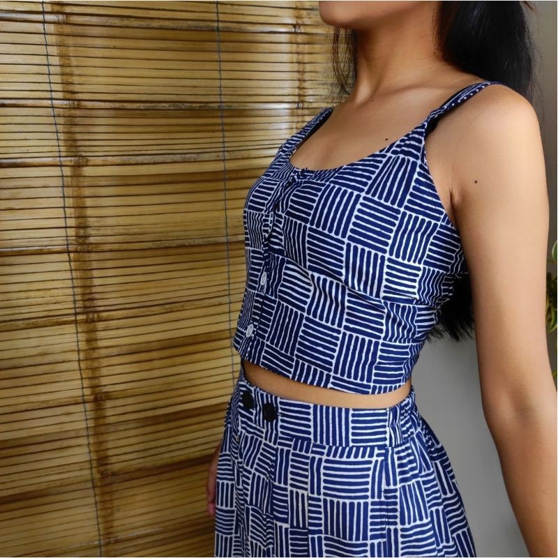 BOOLAO Kutang Kerut Bilik Biru (Tanktop Batik)