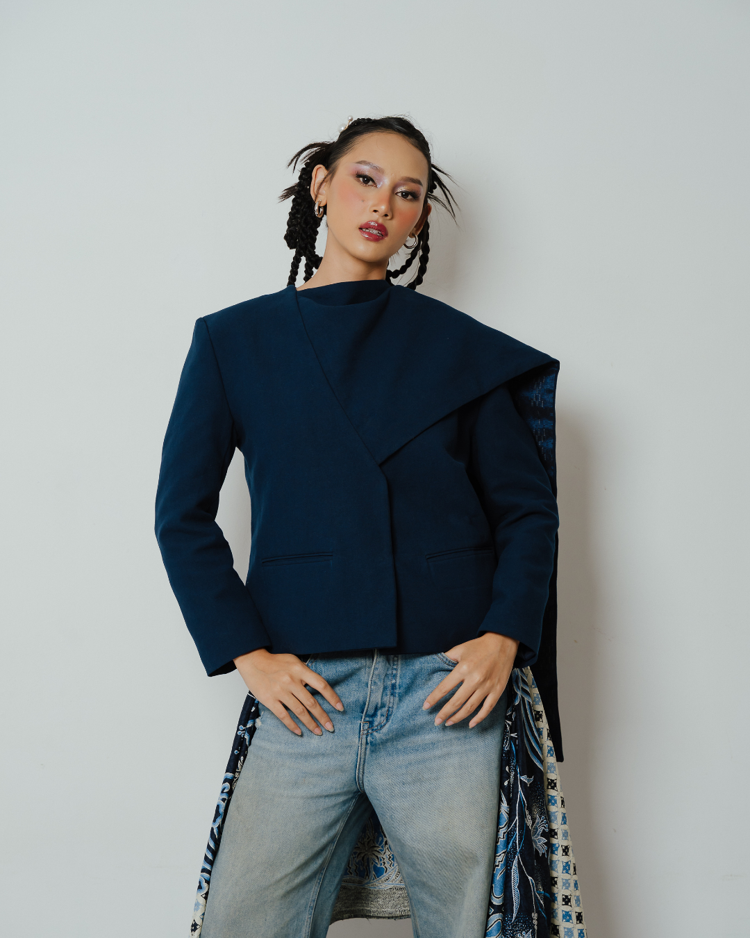 BOOLAO Blazer Janggan Selendang - Biru Navy