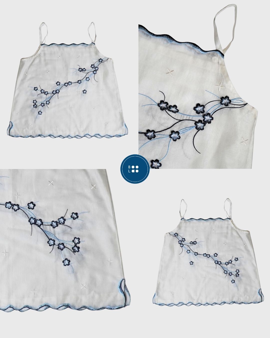 BOOLAO Camisole Sakura 3D Embroidery - White