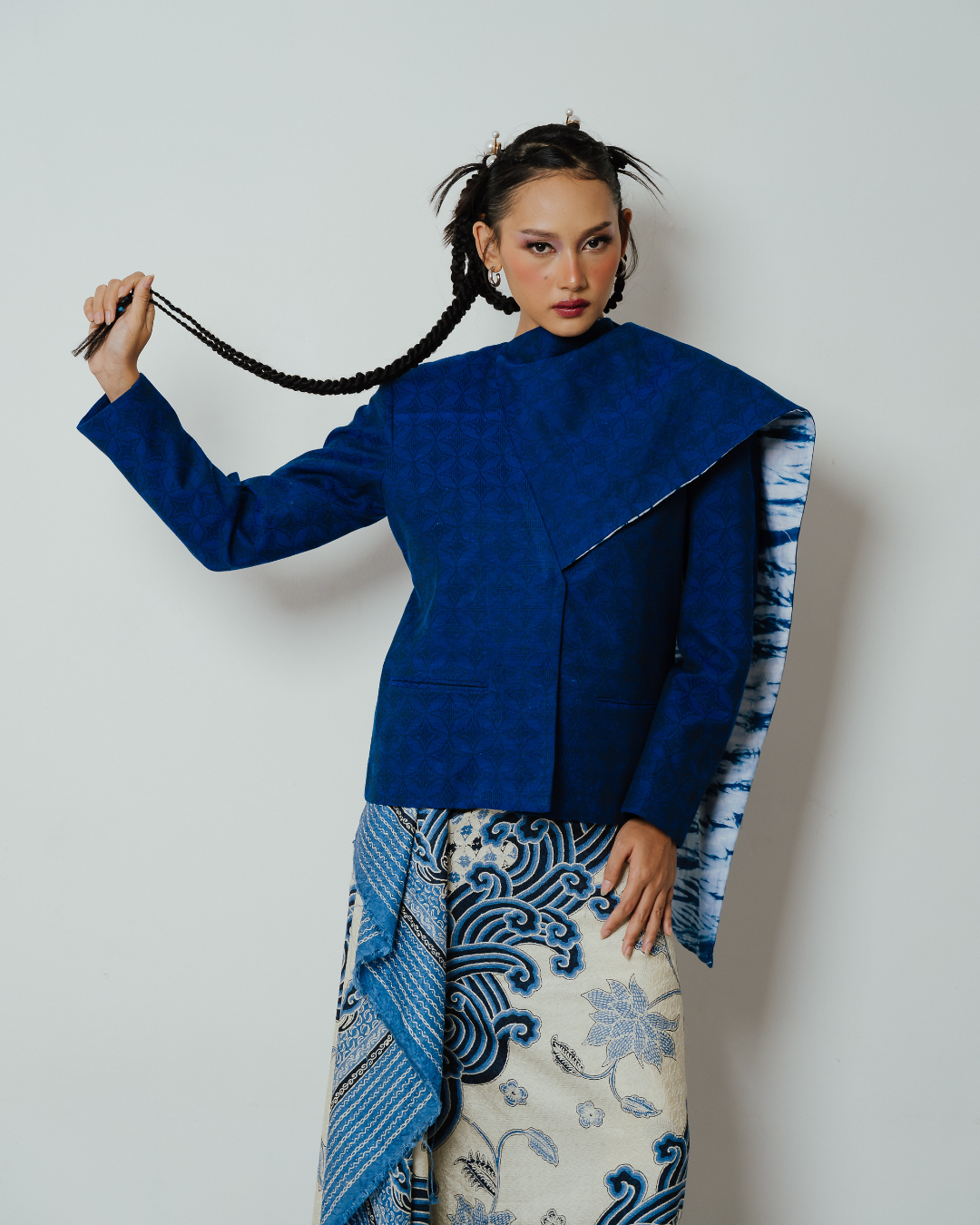 BOOLAO Blazer Janggan Selendang Hand-Woven Blue