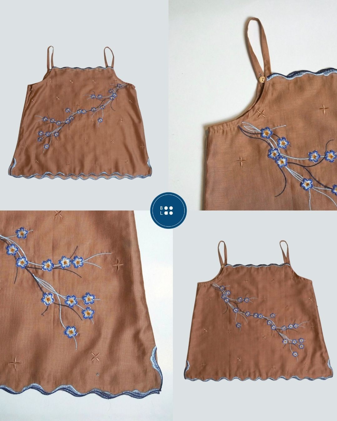 BOOLAO Camisole Sakura 3D Embroidery - Brown