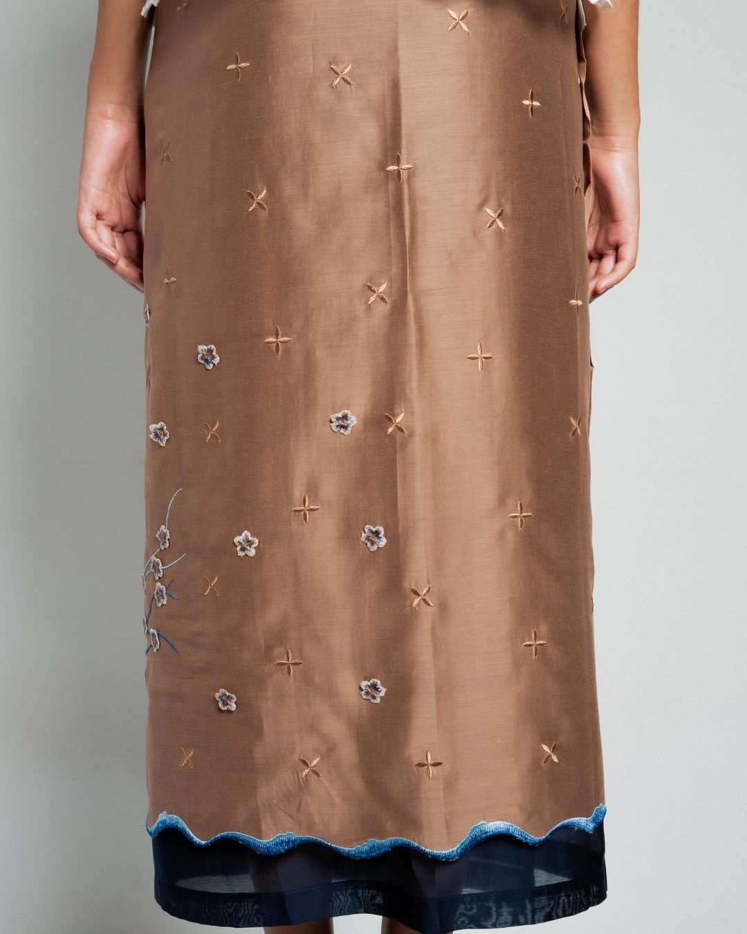 BOOLAO Sakura Saroong Wrap Skirt - Brown