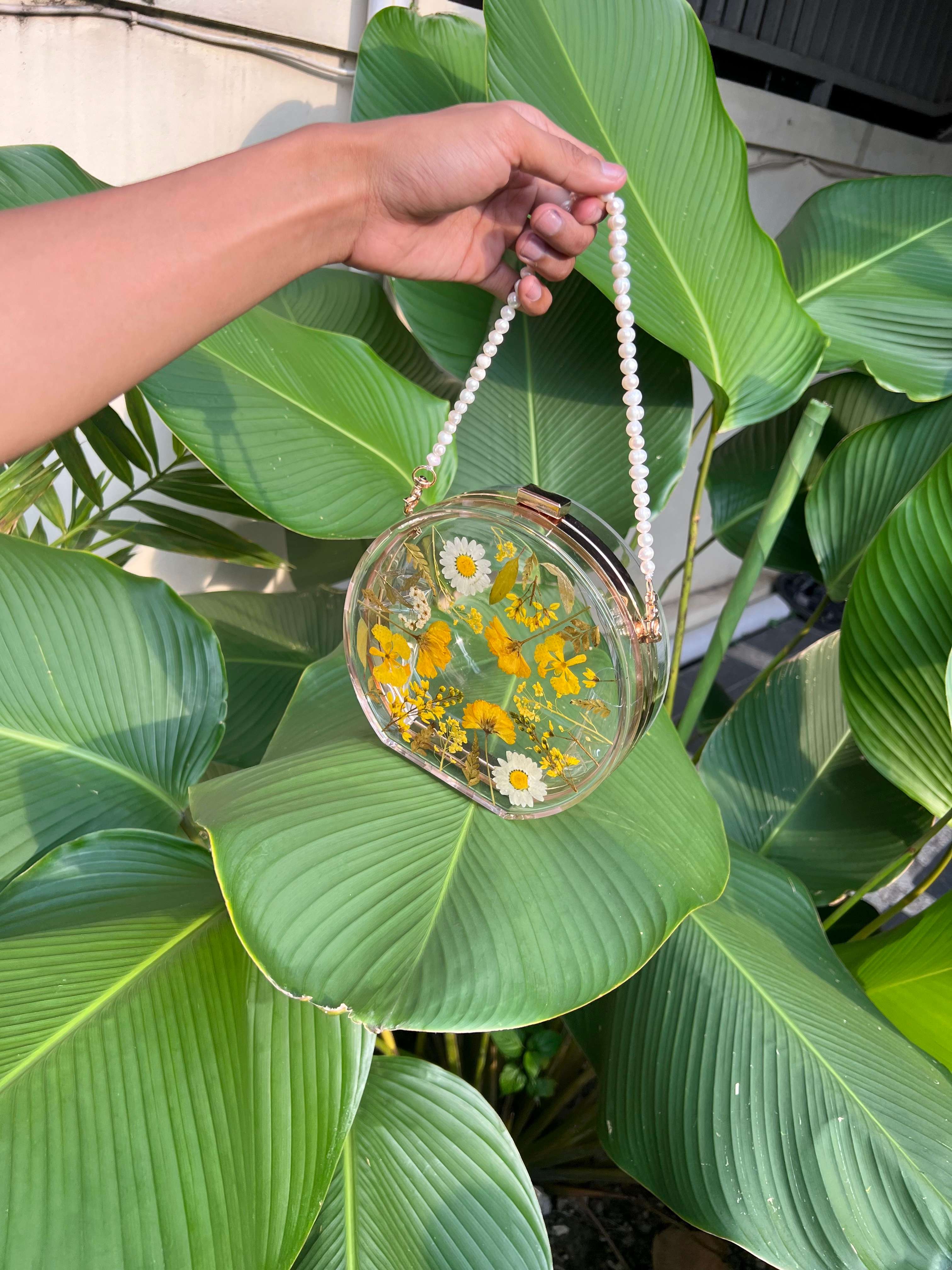 BOOLAO Transparent Resin Art Purse Bag - Round