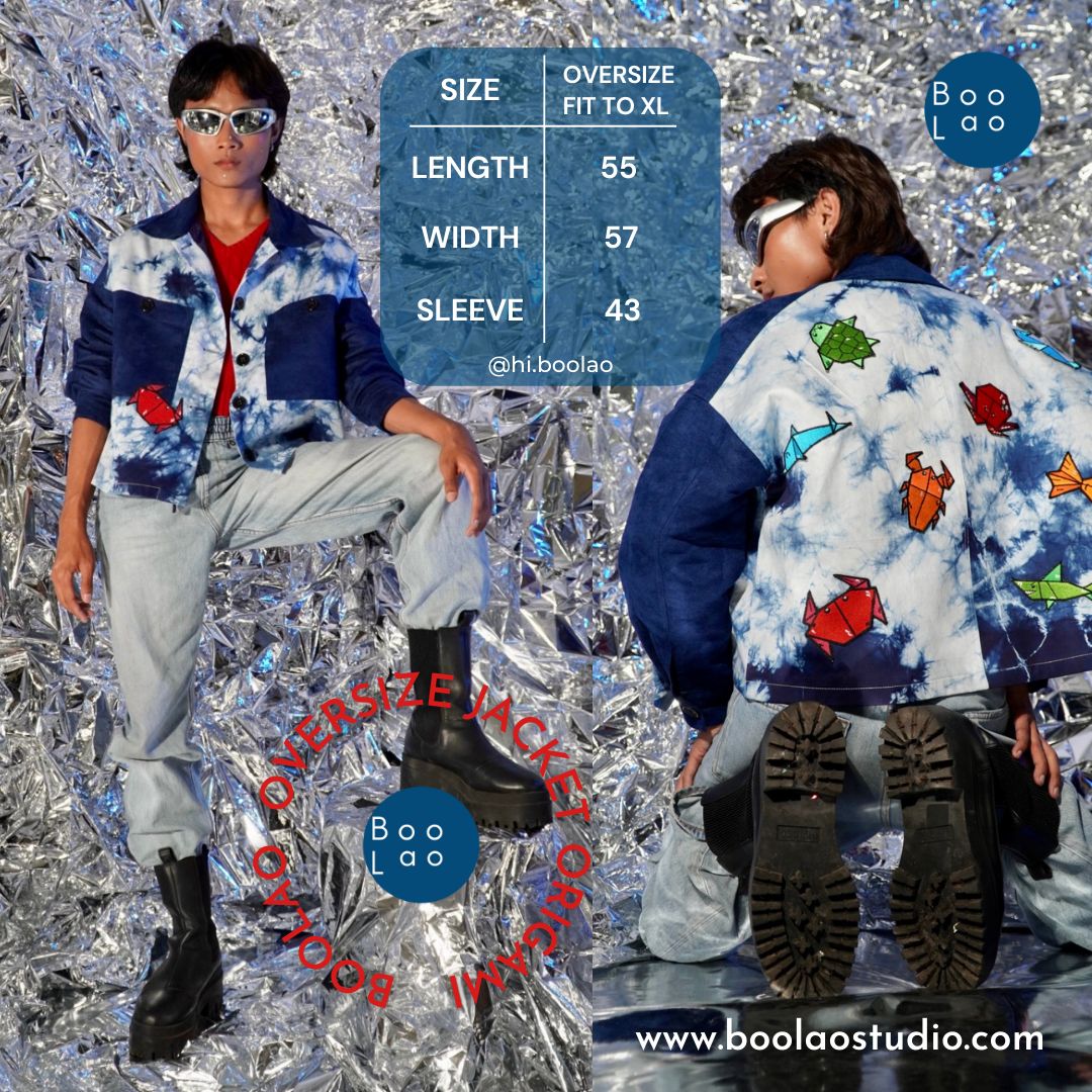 BOOLAO ORIGAMI Oversize Jacket Tie Dye Ombak (Jaket Bordir Patch)