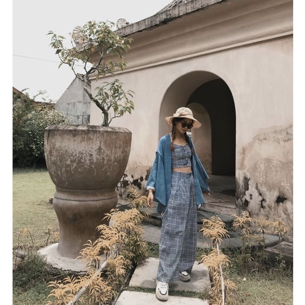 BOOLAO Kutang Kerut Bilik Biru (Tanktop Batik)