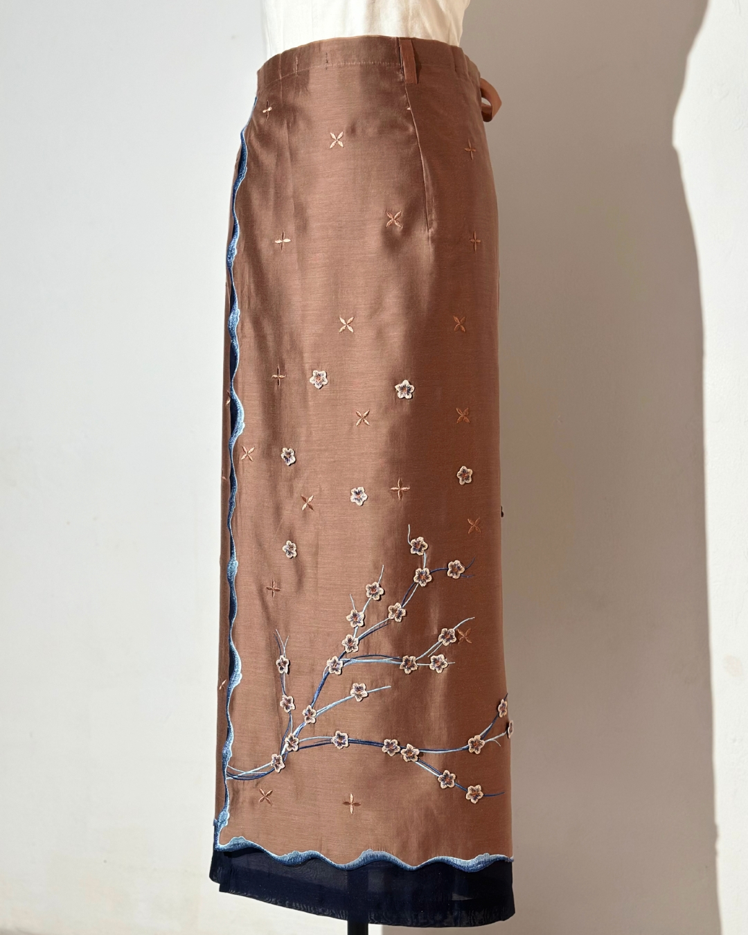BOOLAO Sakura Saroong Wrap Skirt - Brown