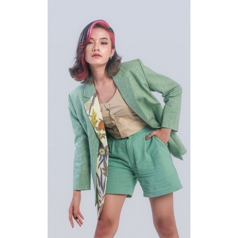 BOOLAO Celana Linen Santai Pendek (Boxer Pantai) - Matcha