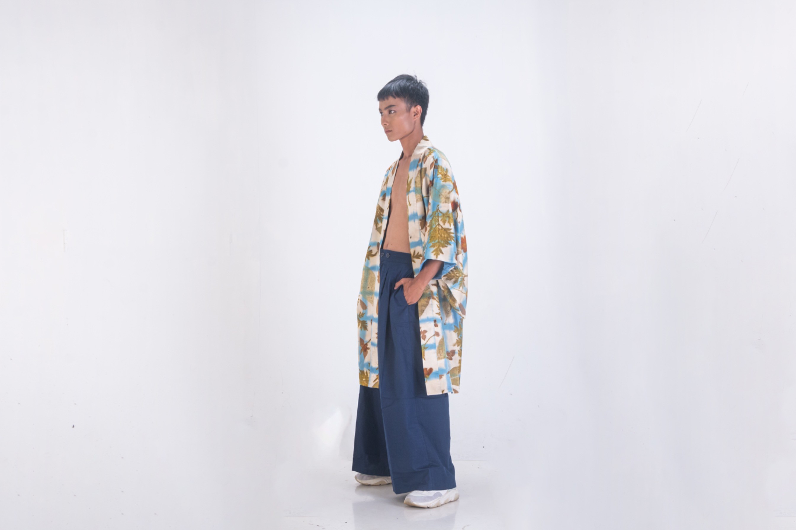 BOOLAO Itajime Kimono Shibori on Ecoprint Falling Botanical