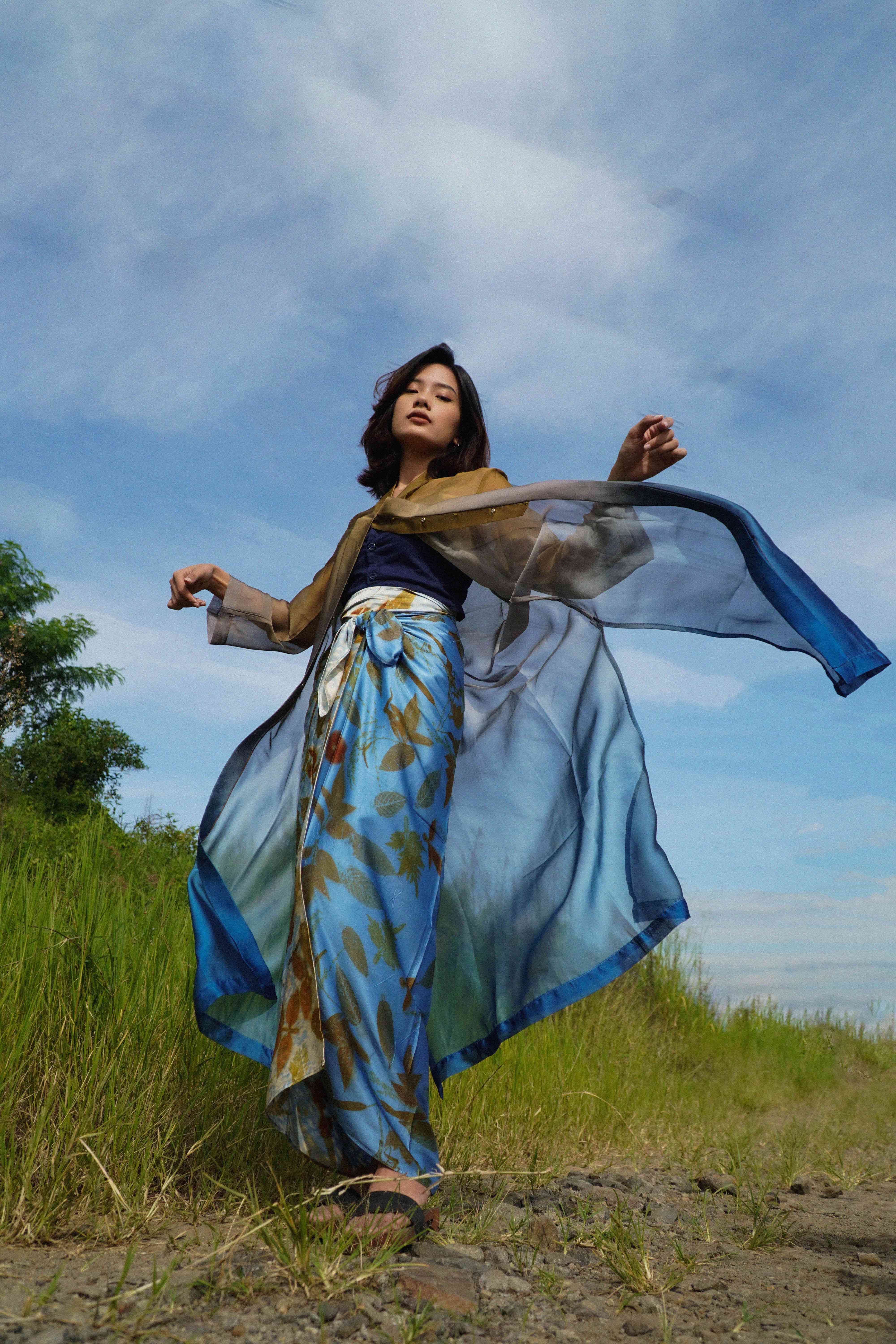 BOOLAO Kebaya Encim Gradation Sifone Blue Grey Lime