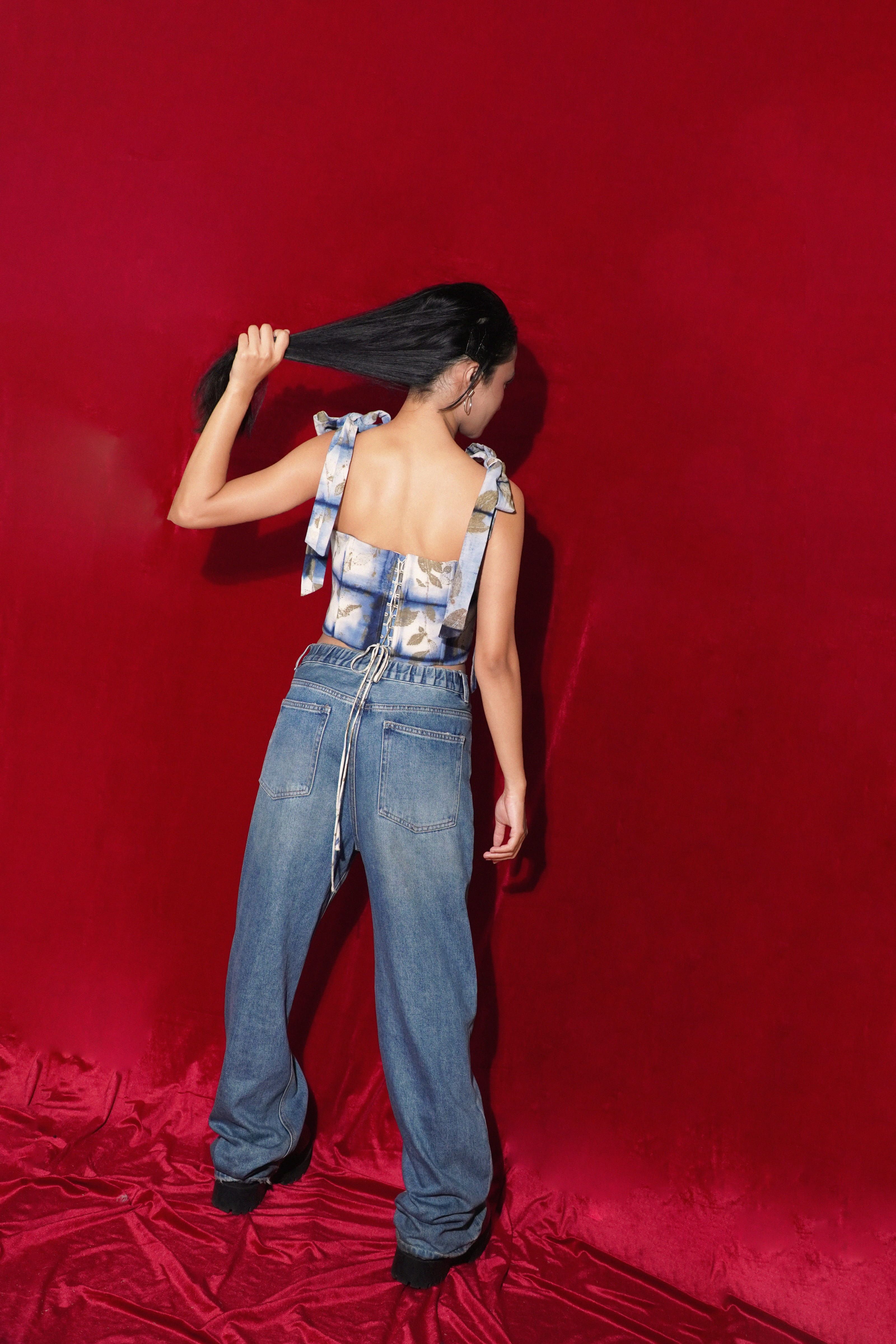 BOOLAO Tied Tops Balen Shibori on Ecoprint