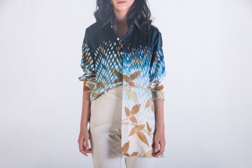BOOLAO Kemeja Ombre Shibori on Ecoprint Silk