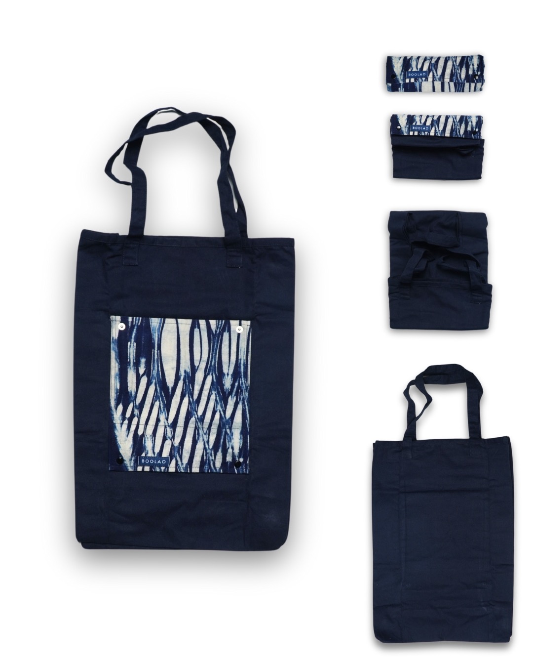 BOOLAO Foldable Indigo Tote