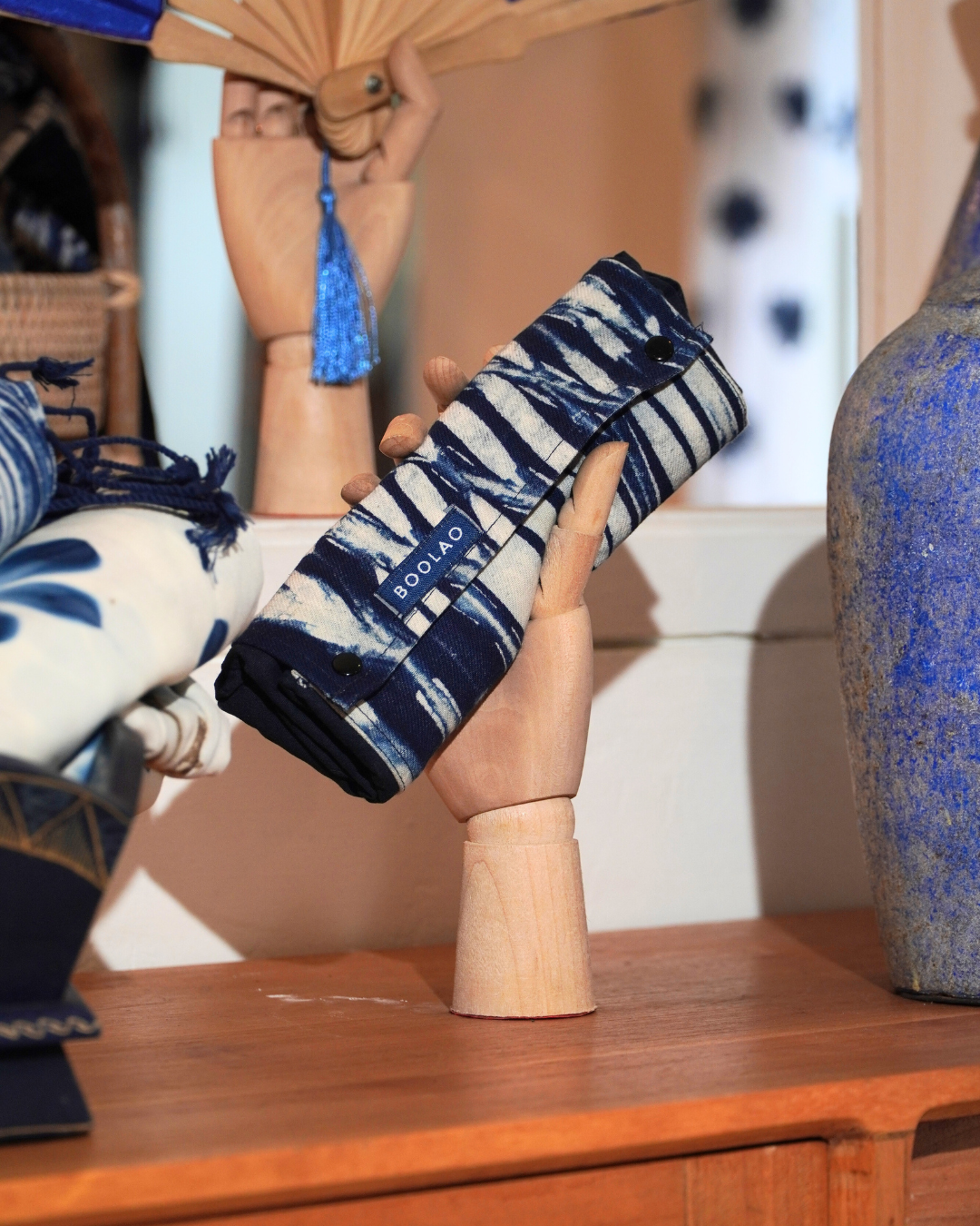 BOOLAO Foldable Indigo Tote