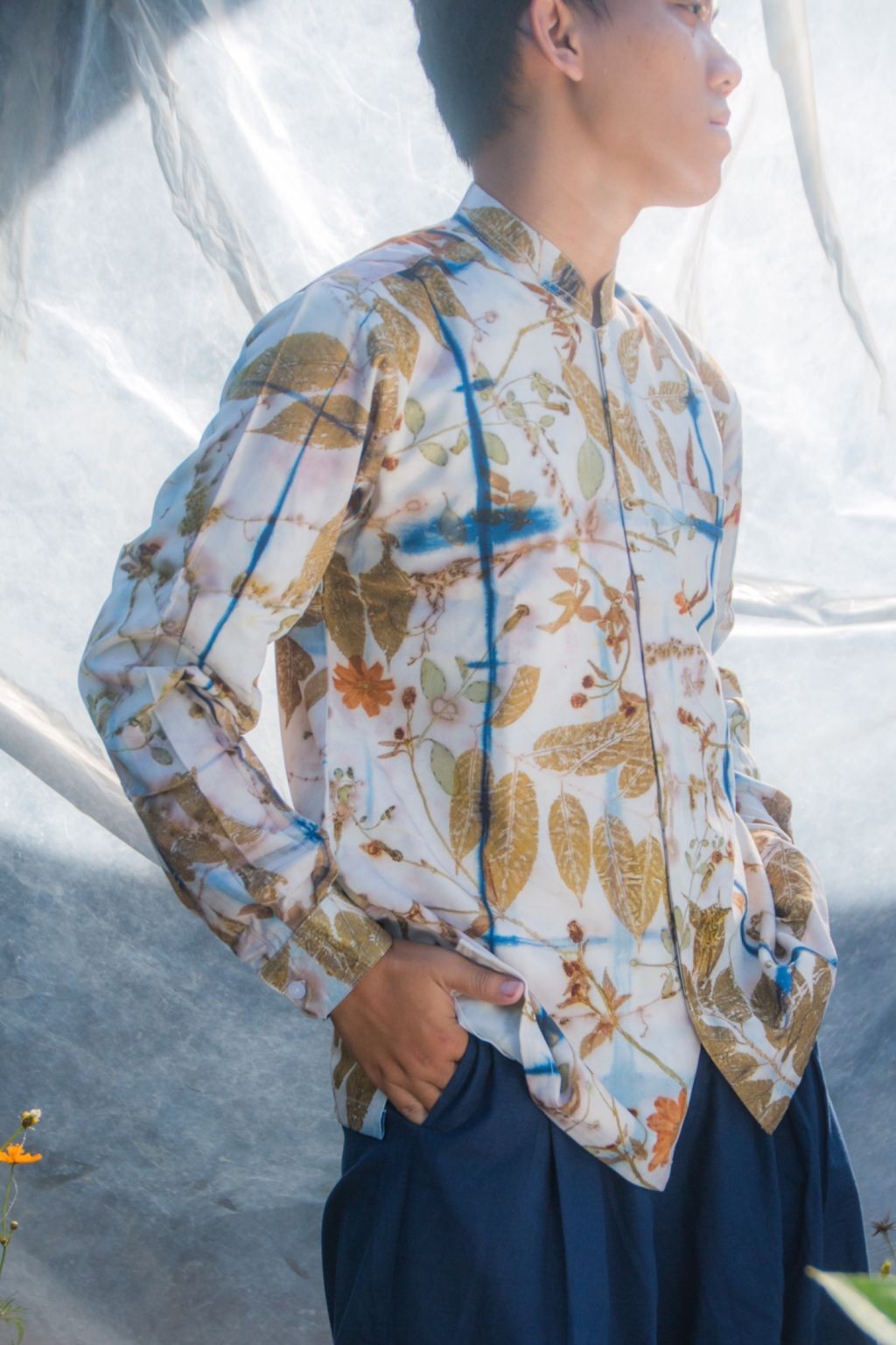 BOOLAO Kemeja Spring Shibori on Botanical Ecoprint