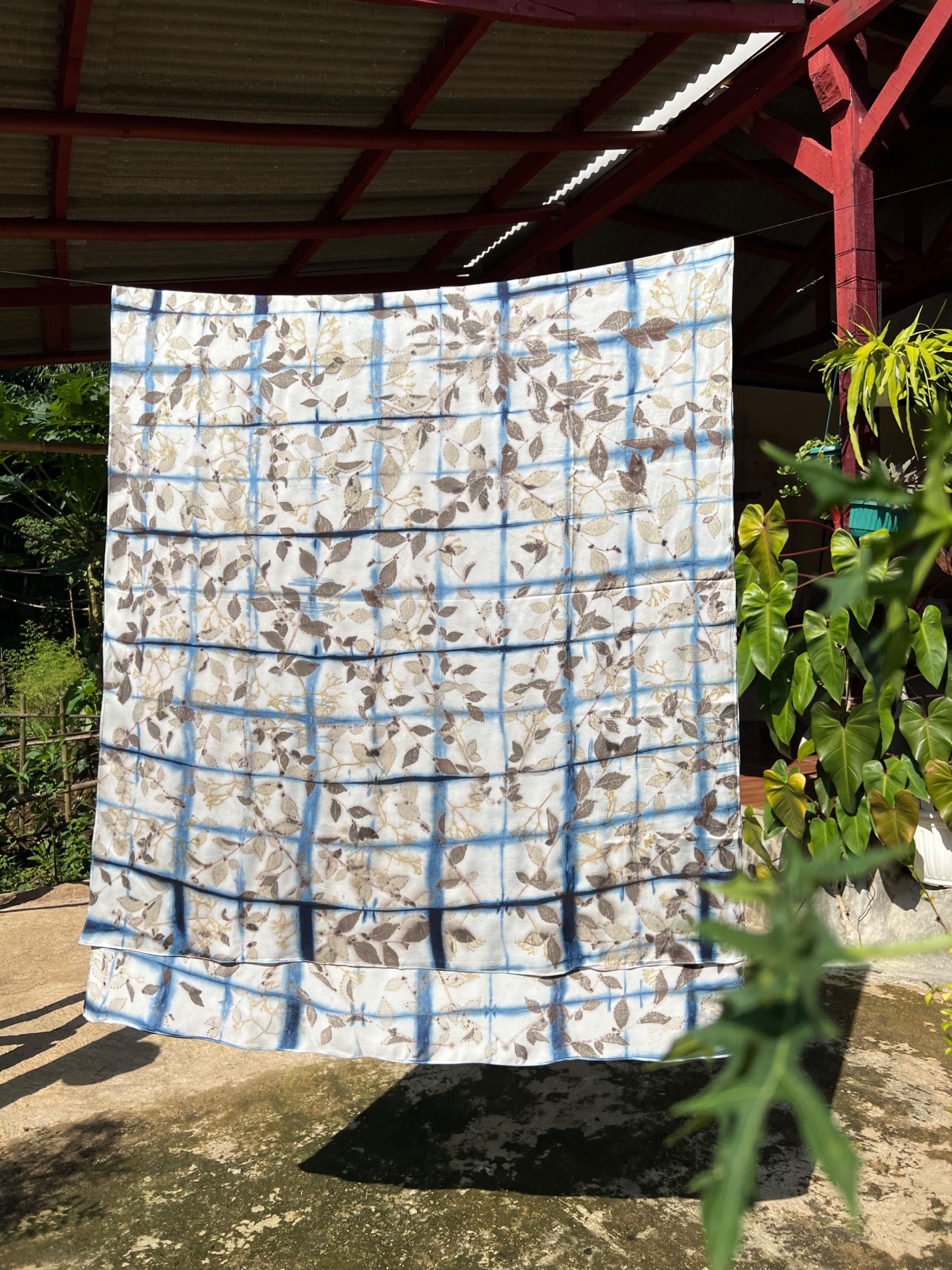 BOOLAO  Textiles - Shibori Itajime on Bush Natural Print