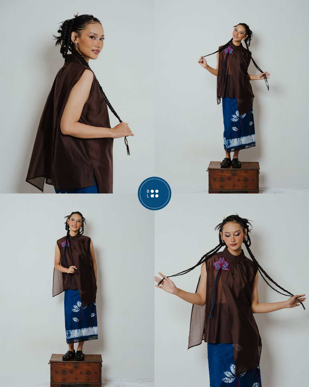 Blouse Nawang Wulan - Brown (Tanpa Tangan)