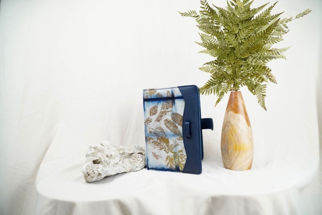 BOOLAO Agenda Book Shibori on Ecoprint mix Leather
