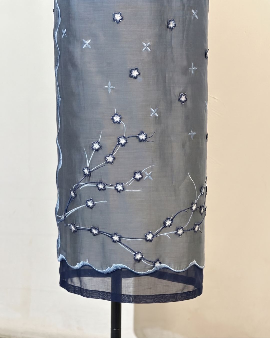 BOOLAO Sakura Saroong Wrap Skirt - Denim Blue