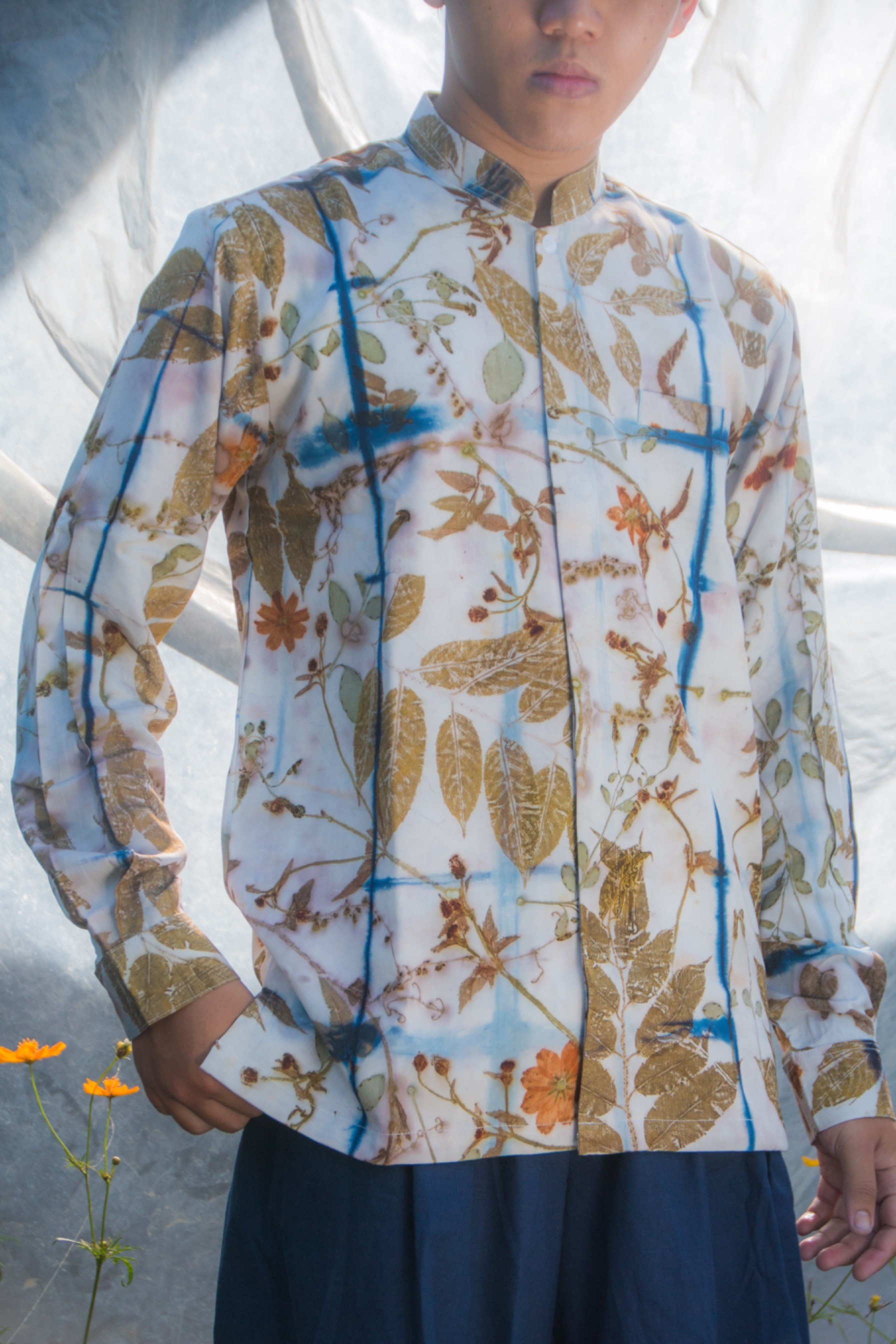 BOOLAO Kemeja Spring Shibori on Botanical Ecoprint