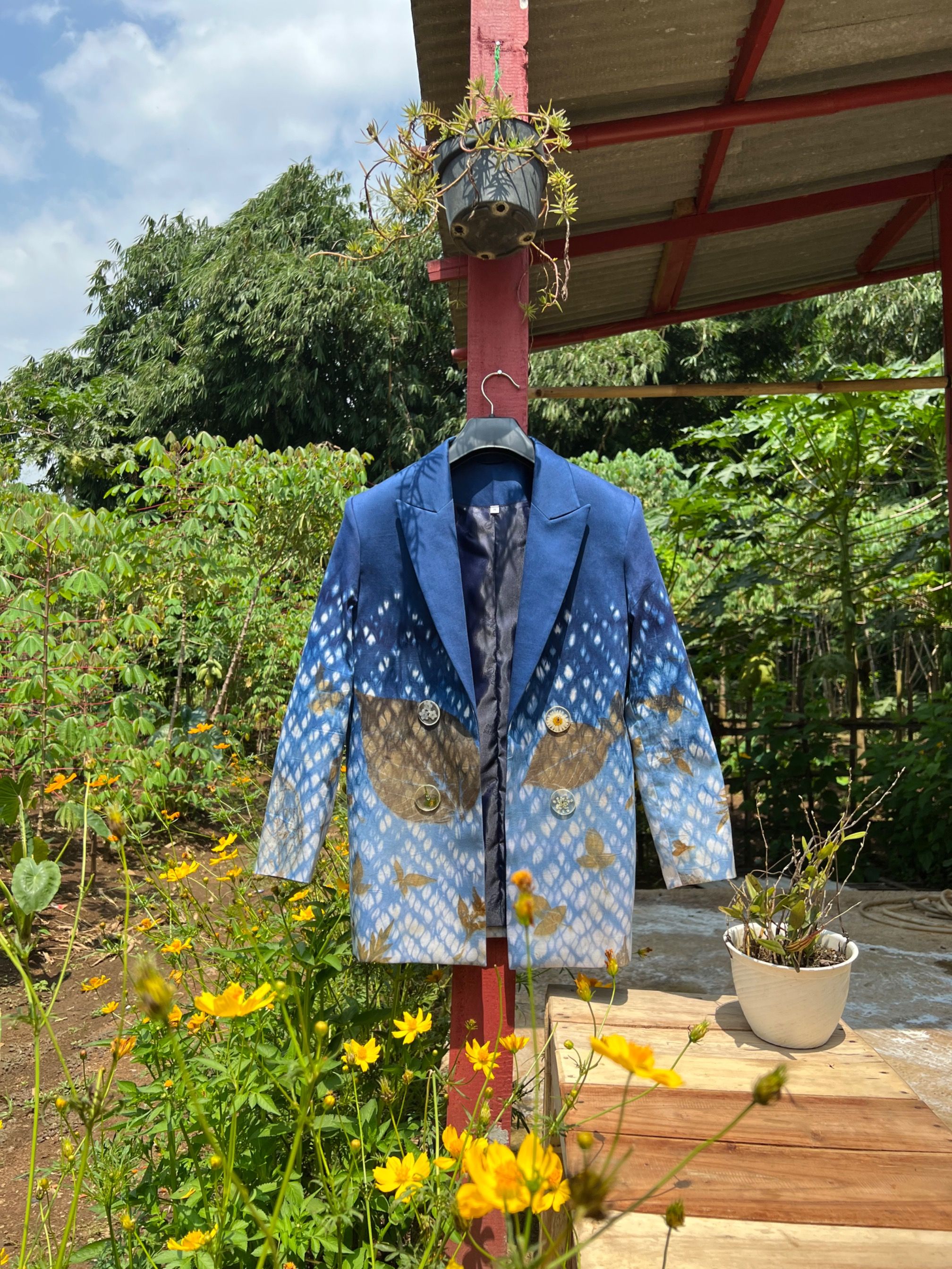 BOOLAO Ombre Peak Blazer Shibori on Ecoprint