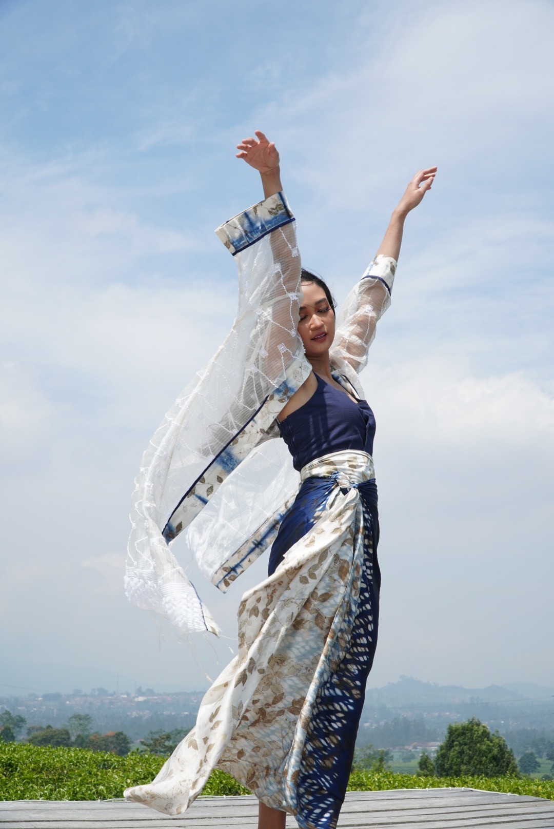 BOOLAO Organdi Outer Shibori on Ecoprint