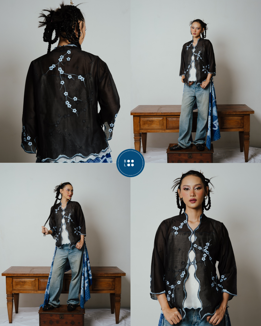 BOOLAO Kebaya Sakura 3D Embroidery - Black
