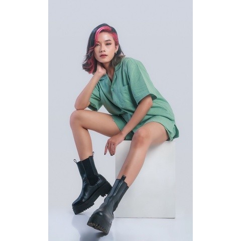 BOOLAO Celana Linen Santai Pendek (Boxer Pantai) - Matcha