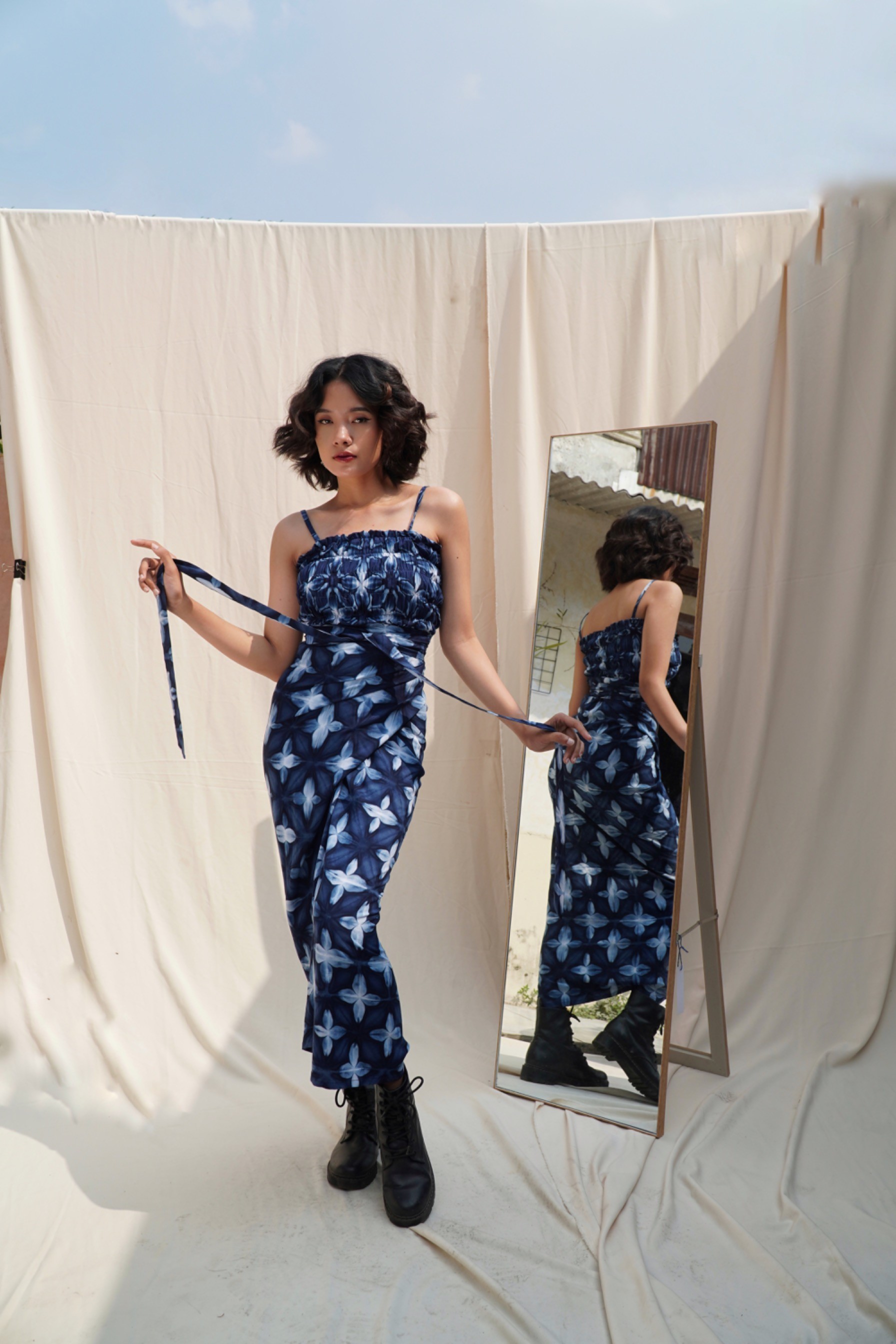 BOOLAO Kemben + Rok ikat Kaleidoscope (Setelan Tank Top dan Wrap Skirt)