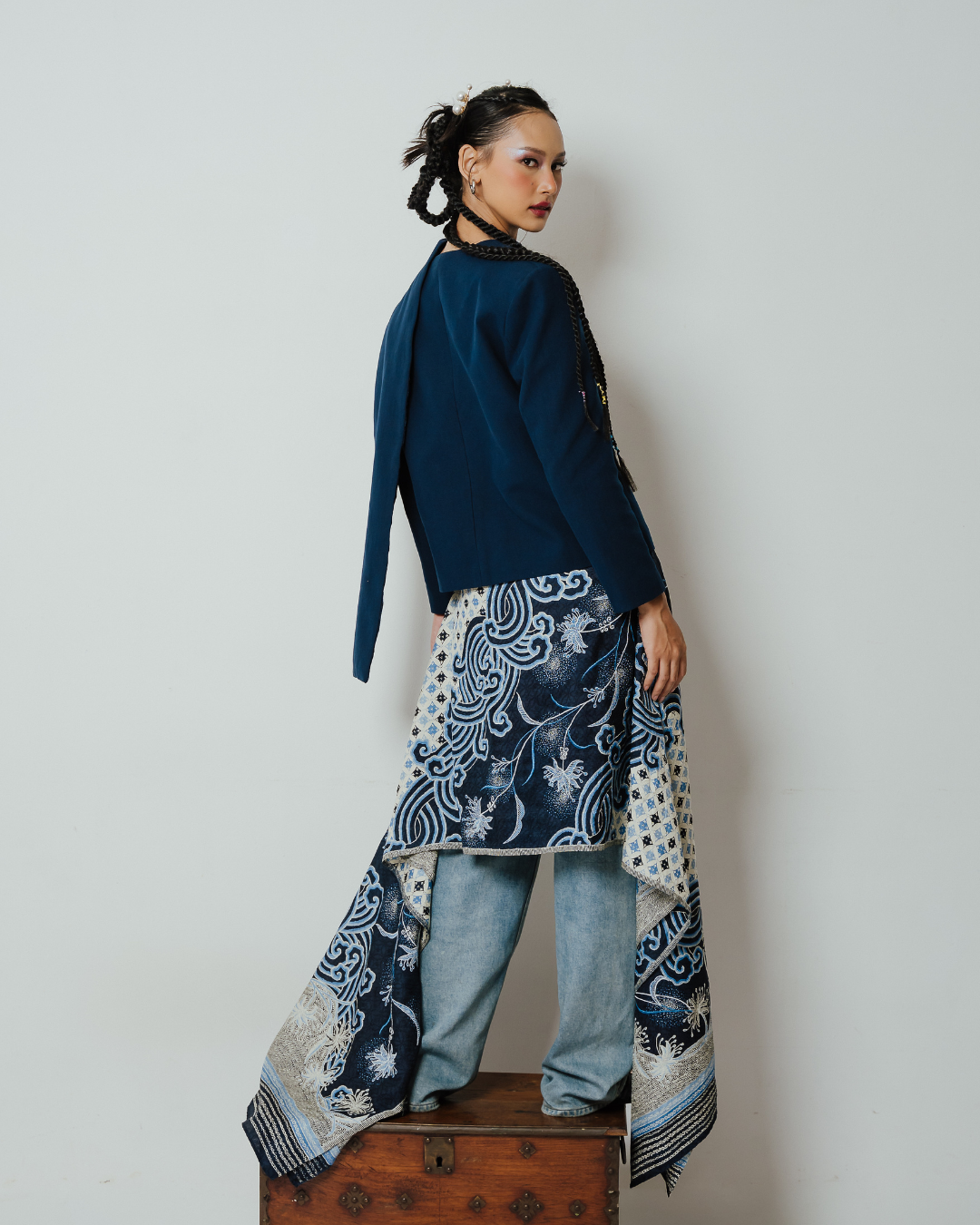 BOOLAO Blazer Janggan Selendang - Biru Navy
