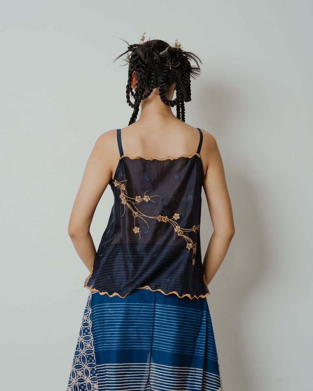 BOOLAO Camisole Sakura 3D Embroidery - Dark Blue