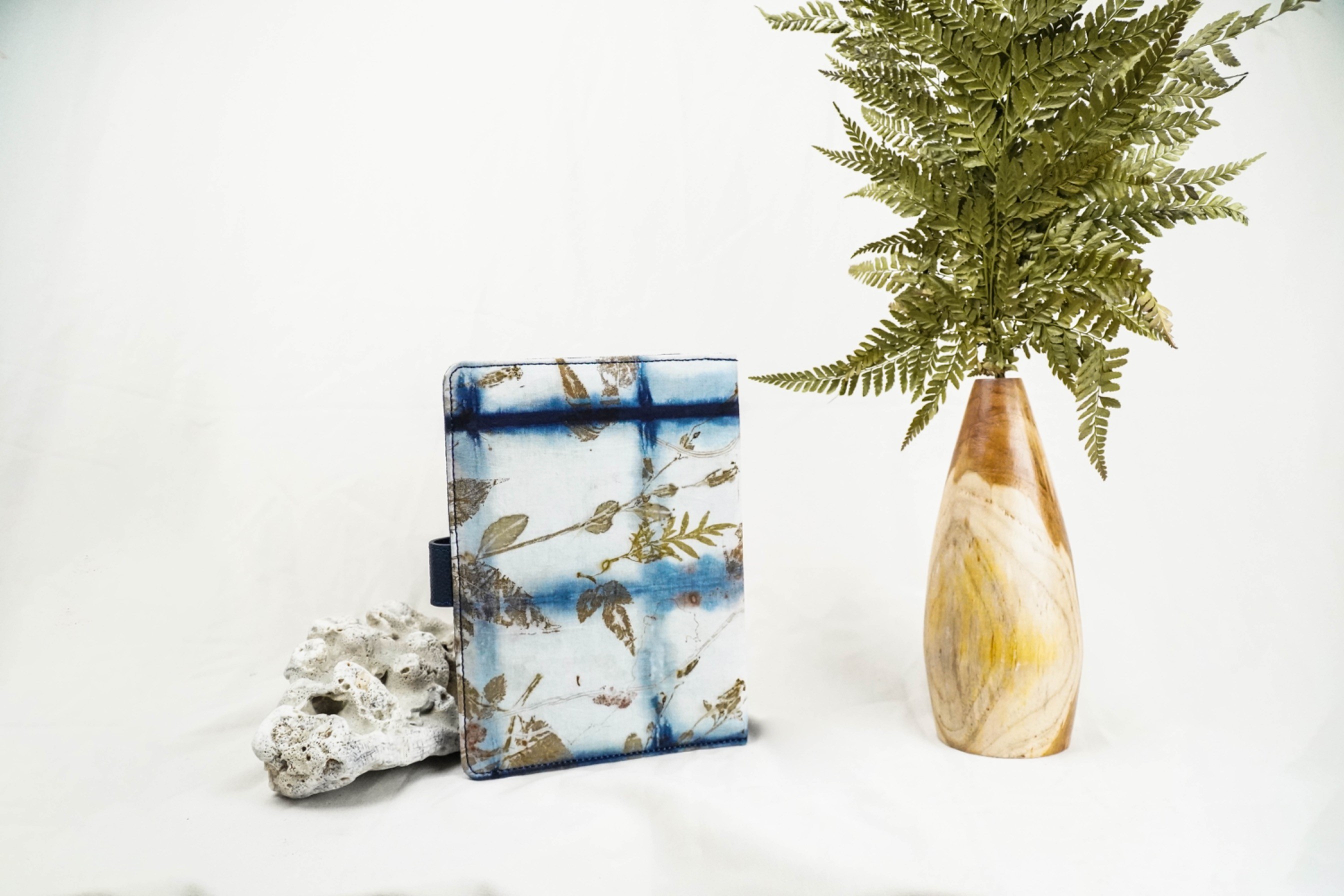BOOLAO Agenda Book Shibori on Ecoprint mix Leather