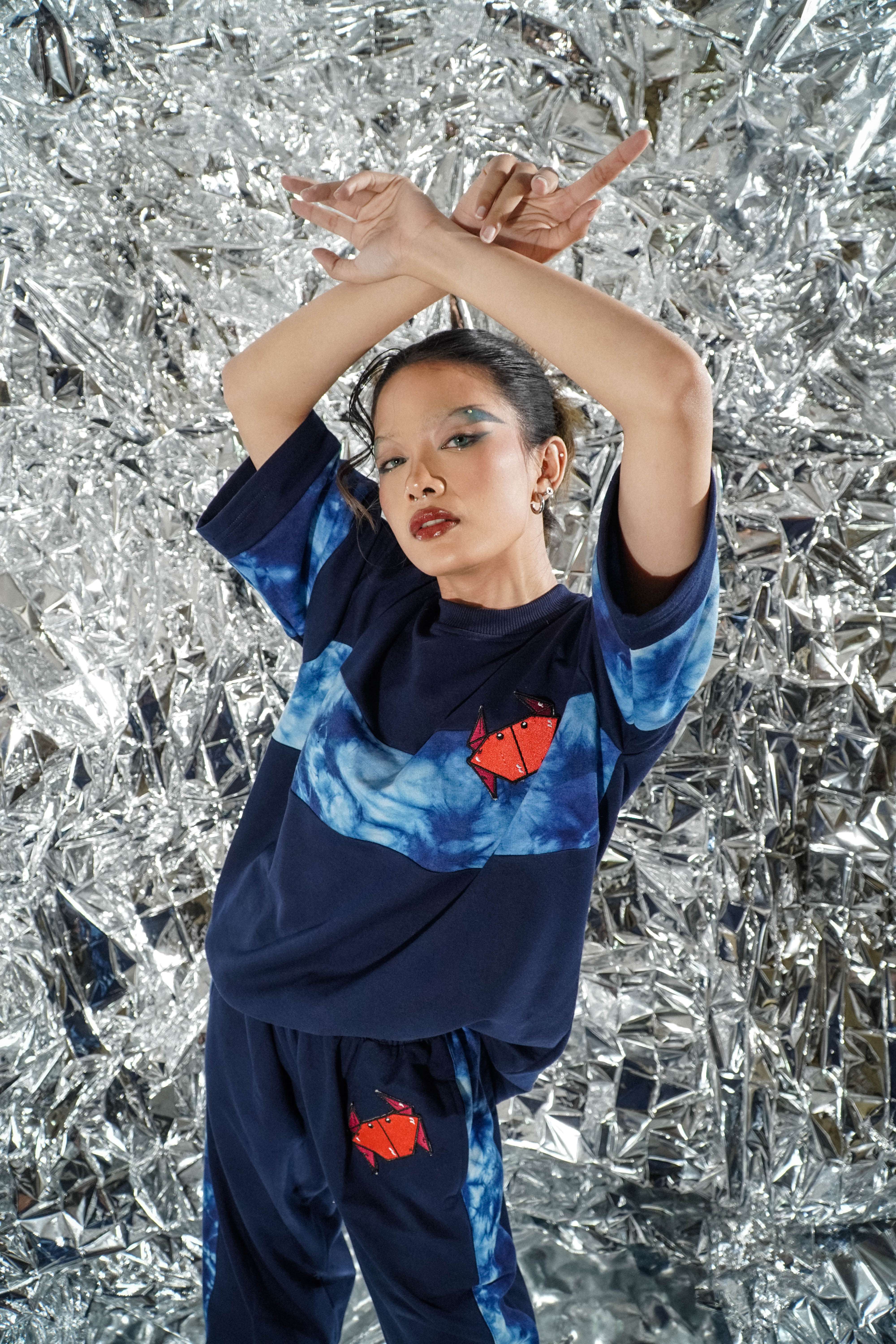 BOOLAO  ORIGAMI Sweat Shirt and Pants Tie Dye Oversize Set (Setelan Training)