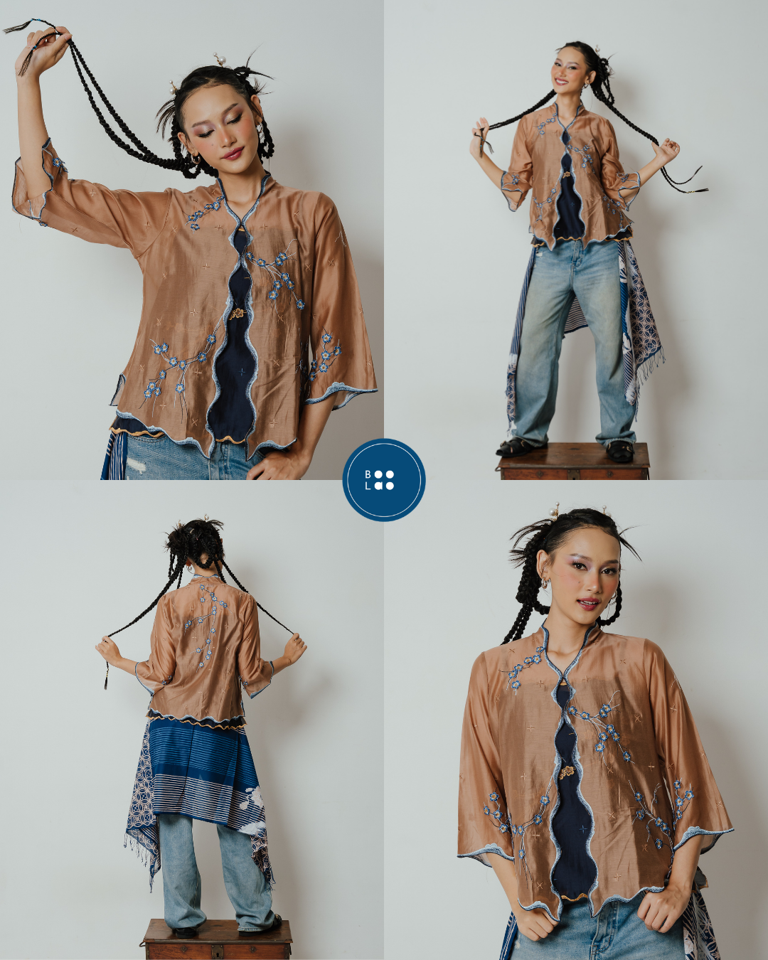 BOOLAO Kebaya Sakura 3D Embroidery - Brown