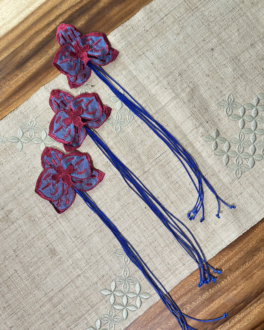 BOOLAO Orchid Brooch Tassel - Maroon