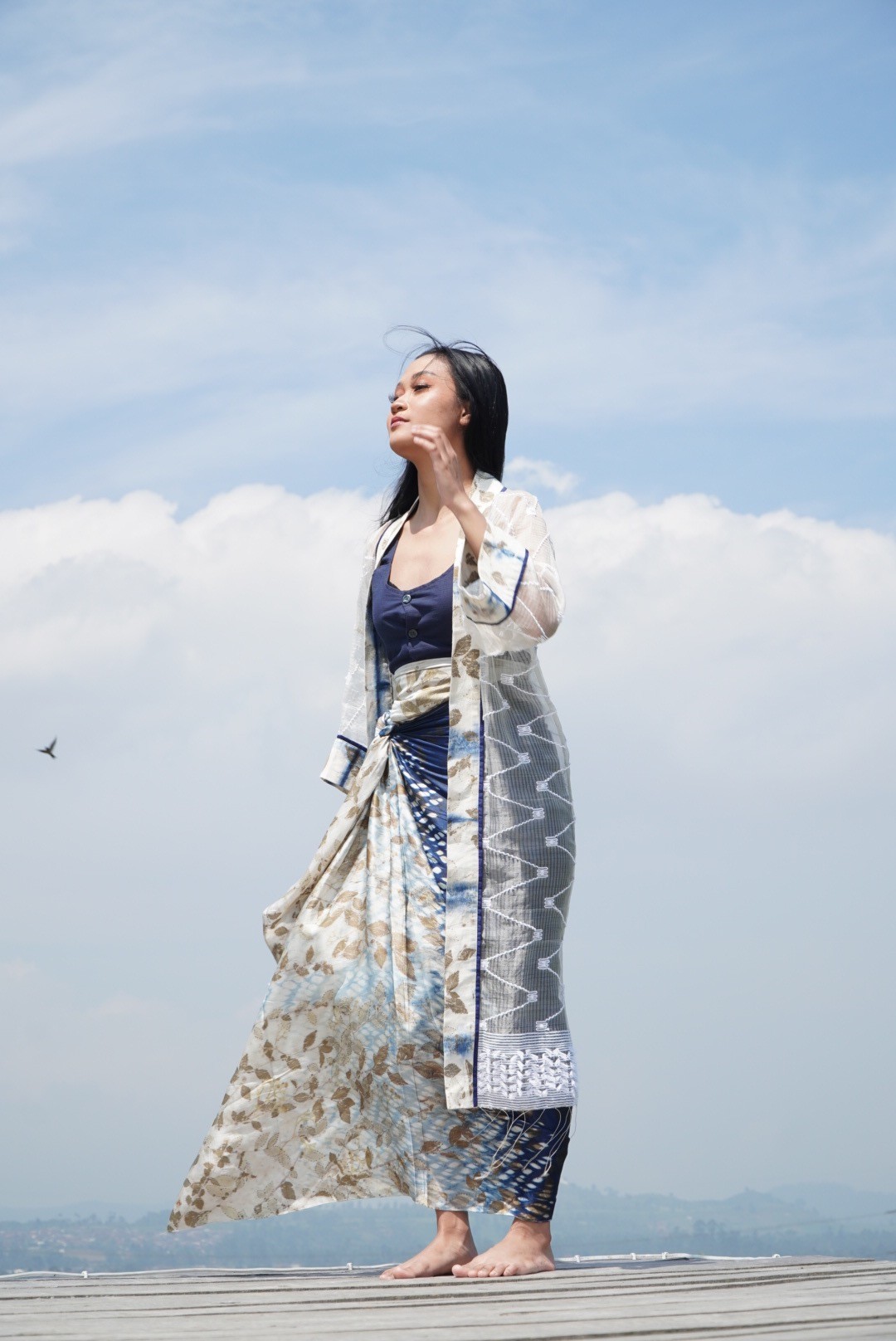 BOOLAO Organdi Outer Shibori on Ecoprint