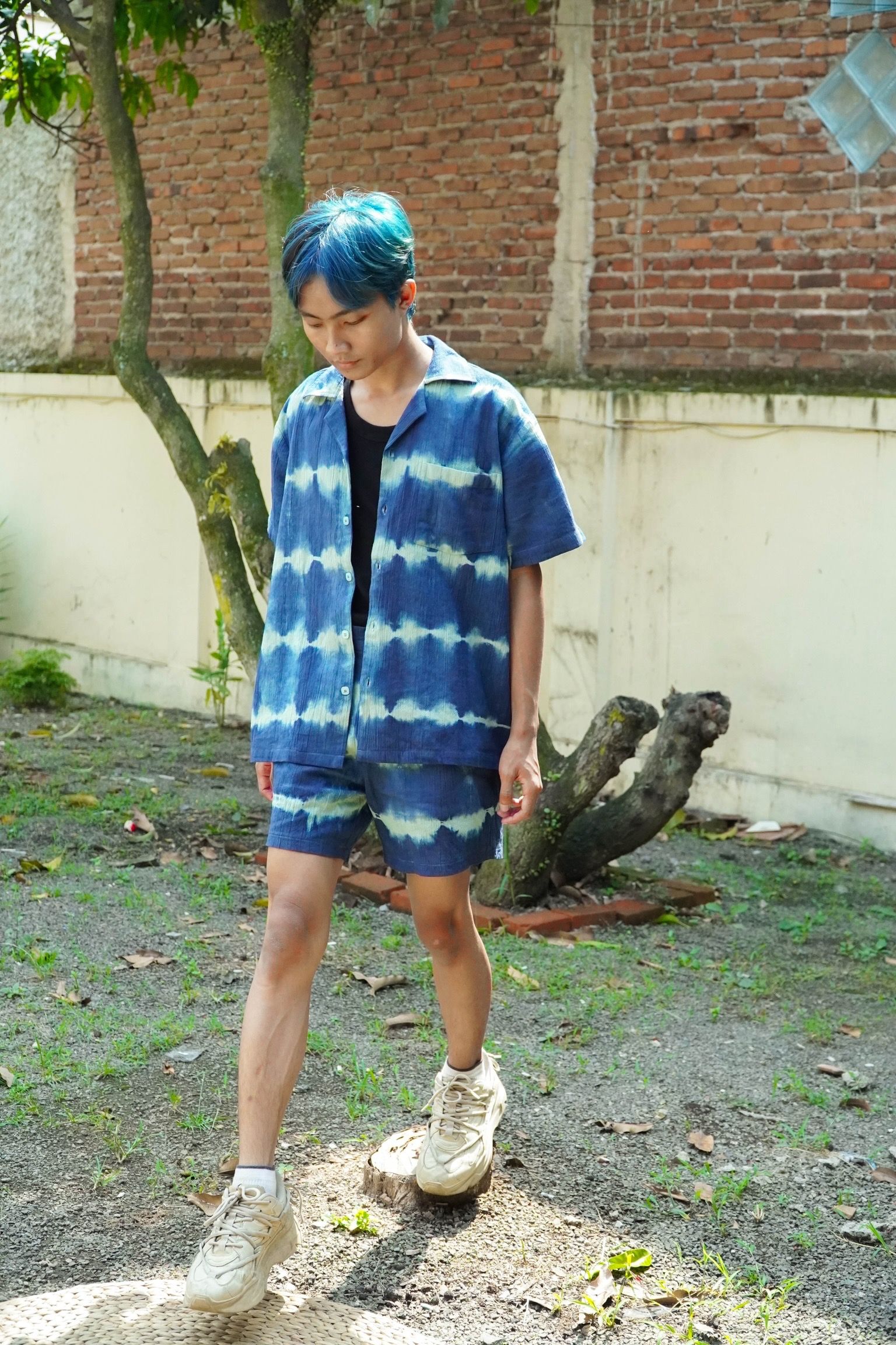 BOOLAO Kemeja Tie Dye Linen  (Bowling Shirt) - Buttons Down