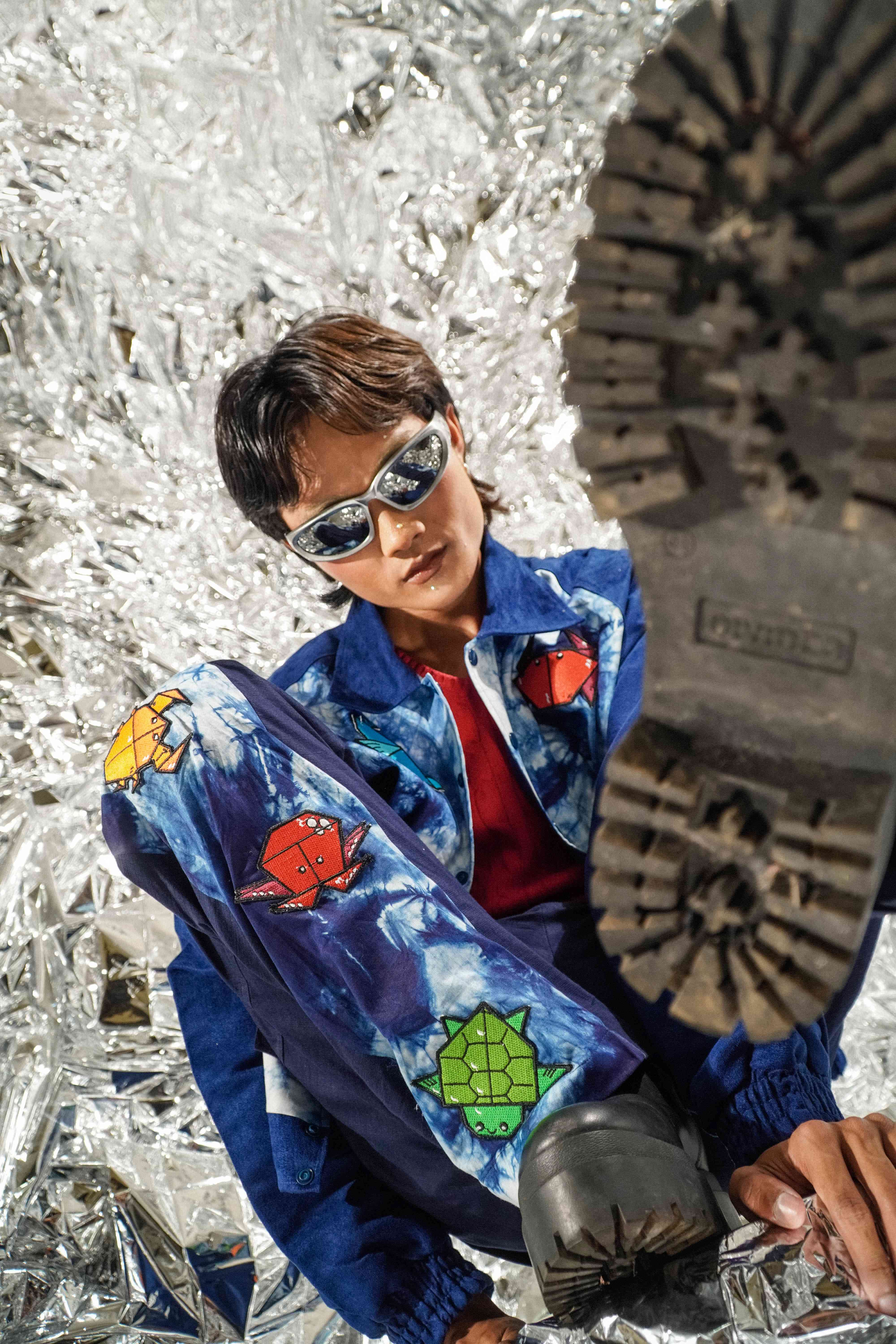 BOOLAO VARSITY ORIGAMI Jacket Tie Dye Ombak (Jaket Bordir Patch)