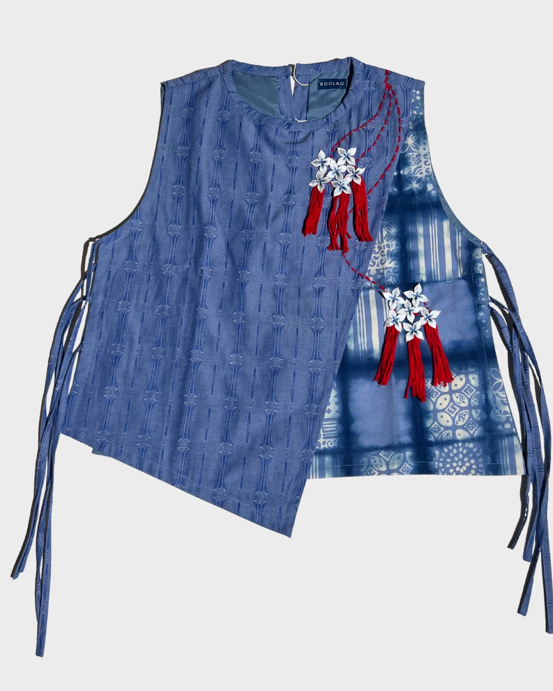 BOOLAO VEST Asymmetric Sashiko 3D Embroidery