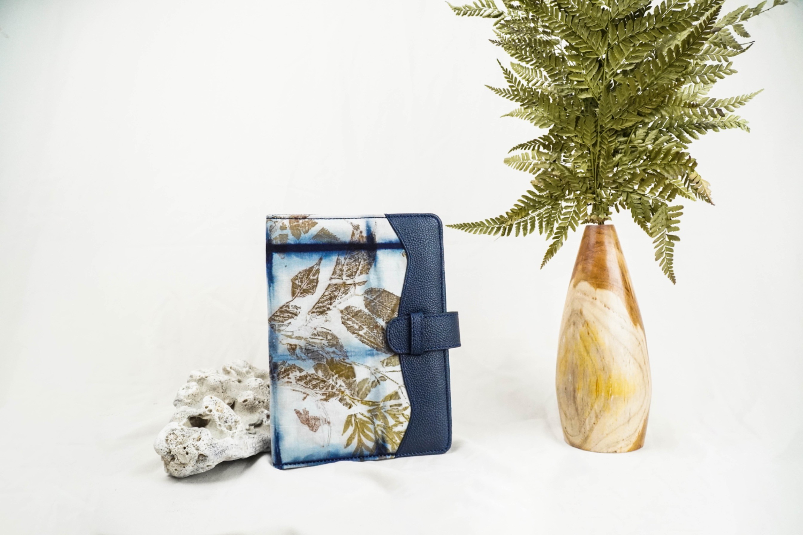 BOOLAO Agenda Book Shibori on Ecoprint mix Leather